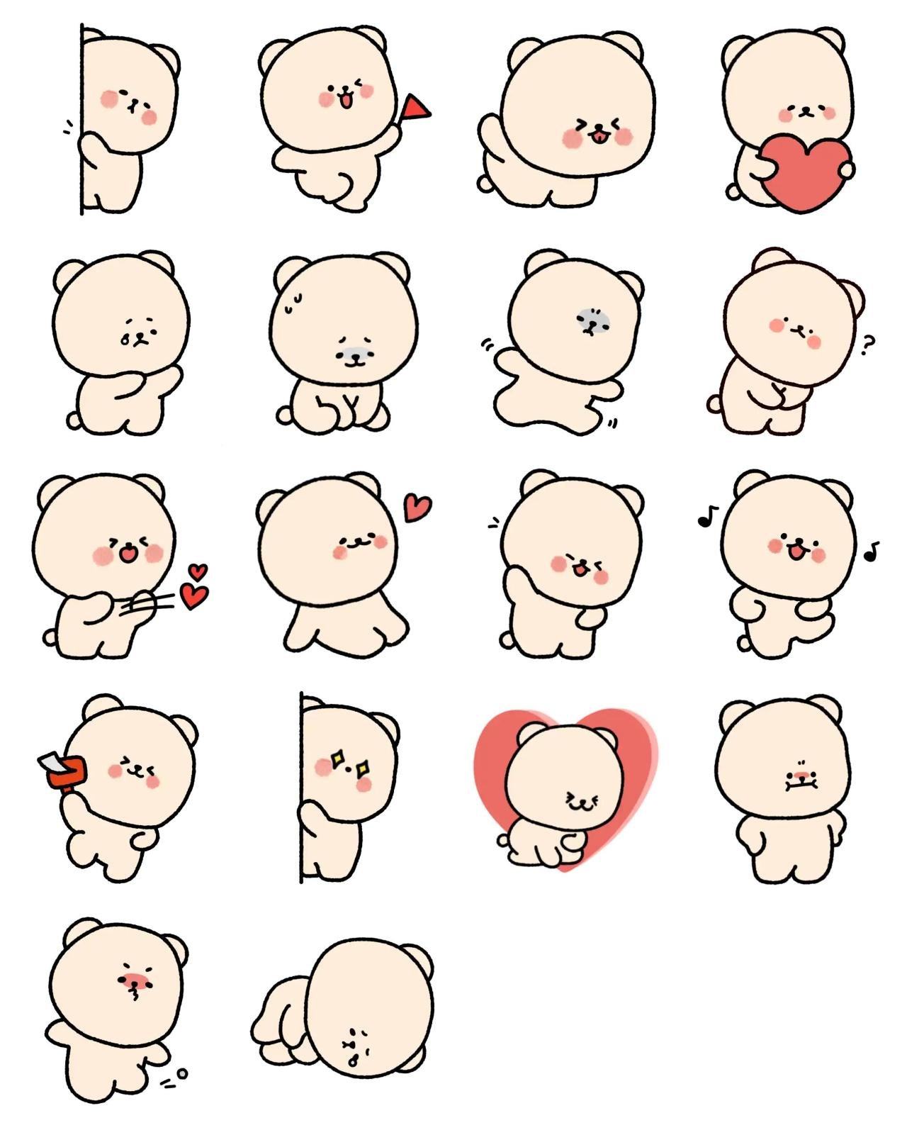 Cute Beige Bear Animation/Cartoon,Animals,Etc sticker pack for Whatsapp, Telegram, Signal, and others chatting and message apps