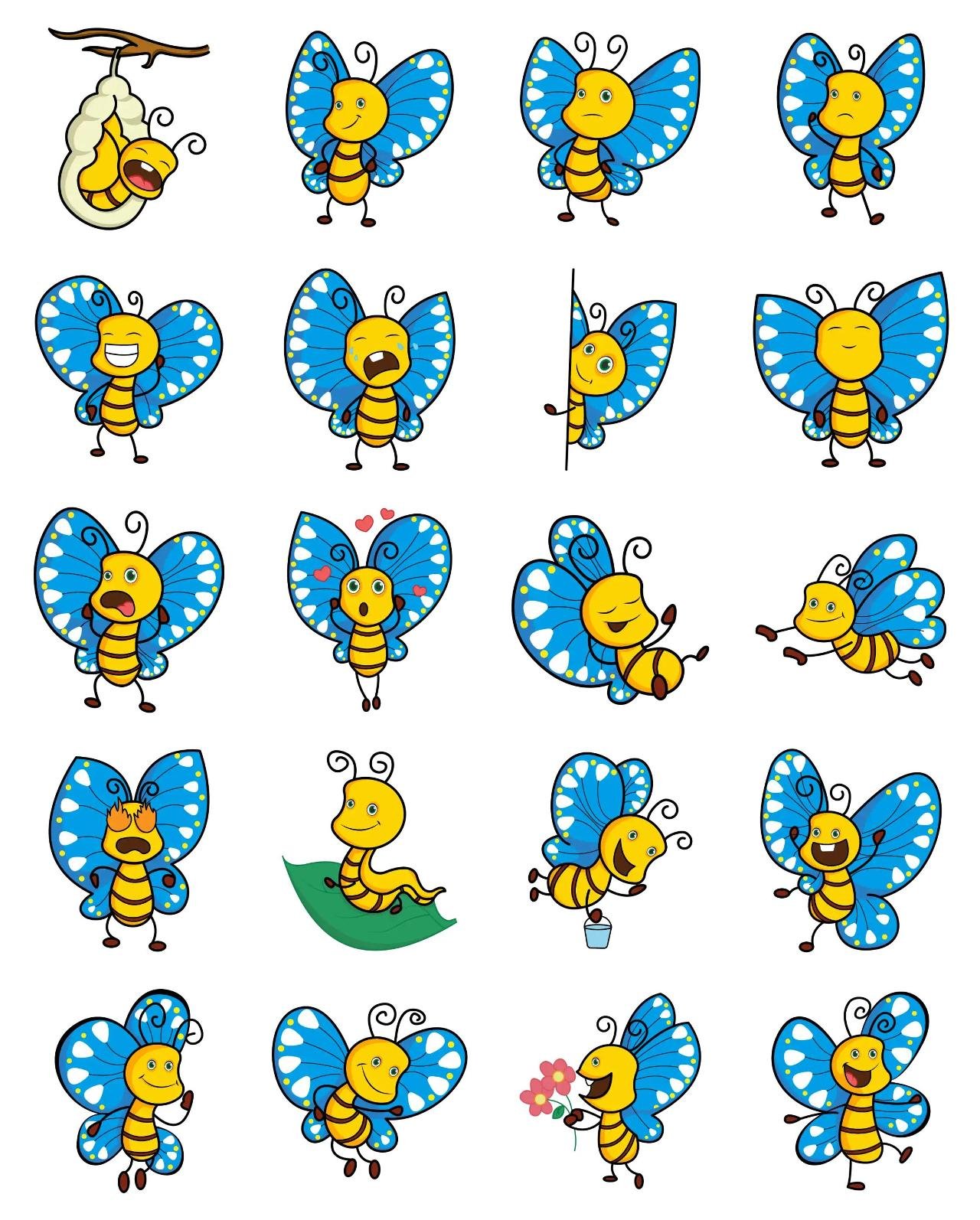 Cute Butterfly 01 Animation/Cartoon,Animals,INDIA,Plants sticker pack for Whatsapp, Telegram, Signal, and others chatting and message apps