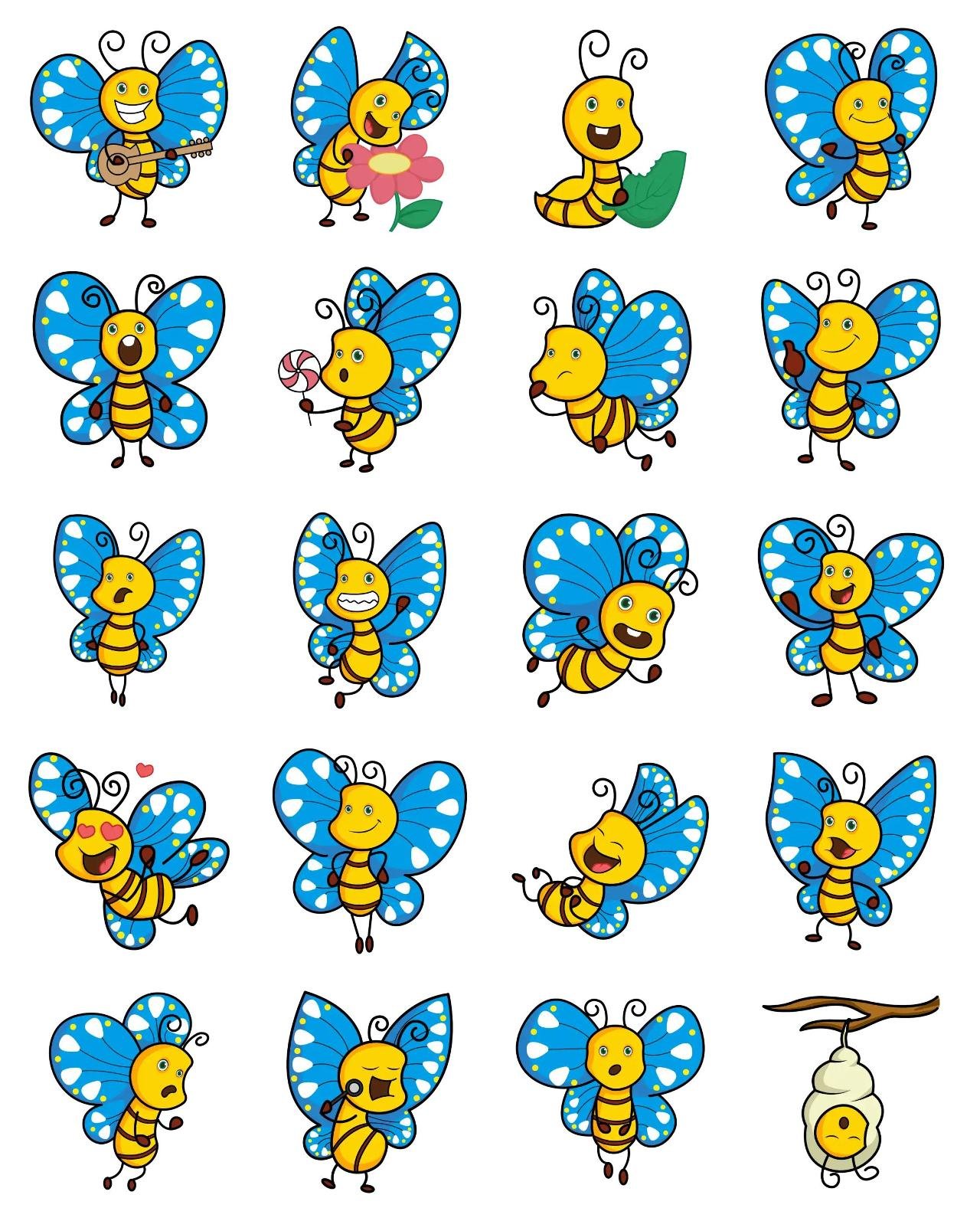 Cute Butterfly 02 Animation/Cartoon,Animals,Plants,INDIA sticker pack for Whatsapp, Telegram, Signal, and others chatting and message apps