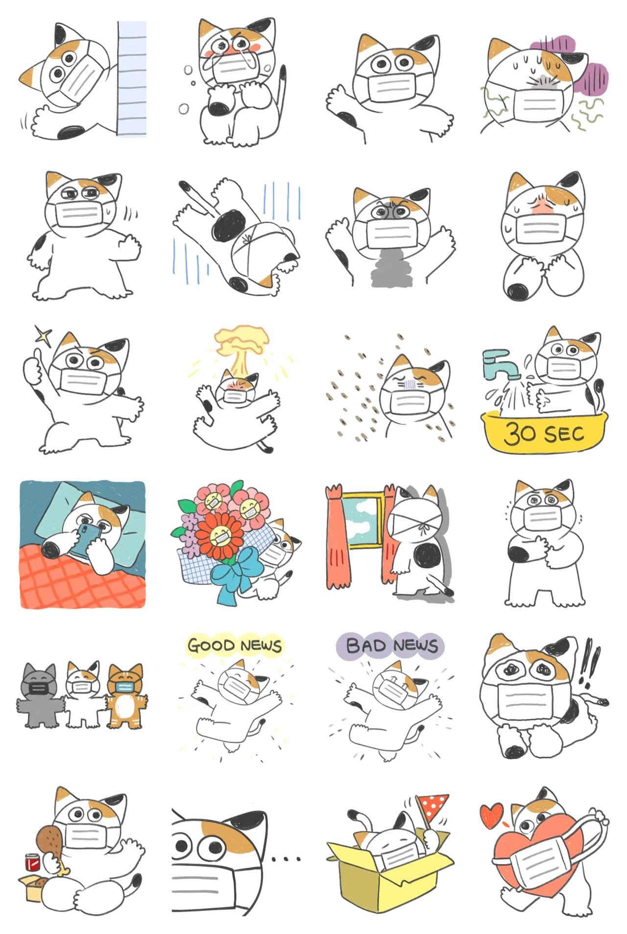 MAONG the mask cat Animation/Cartoon,emotion sticker pack for Whatsapp, Telegram, Signal, and others chatting and message apps