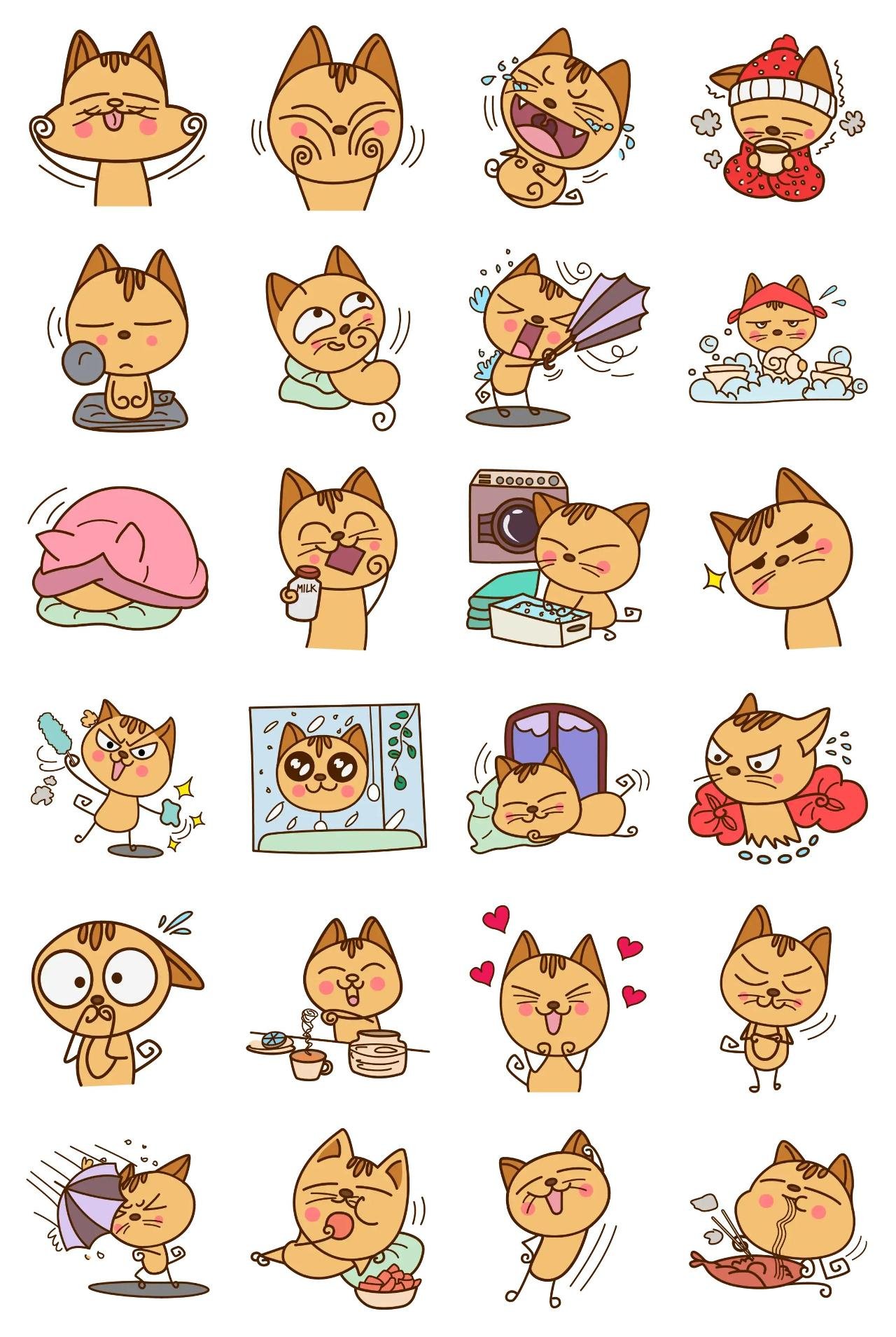 Cute Cat 01 Animation/Cartoon,Animals,INDIA sticker pack for Whatsapp, Telegram, Signal, and others chatting and message apps