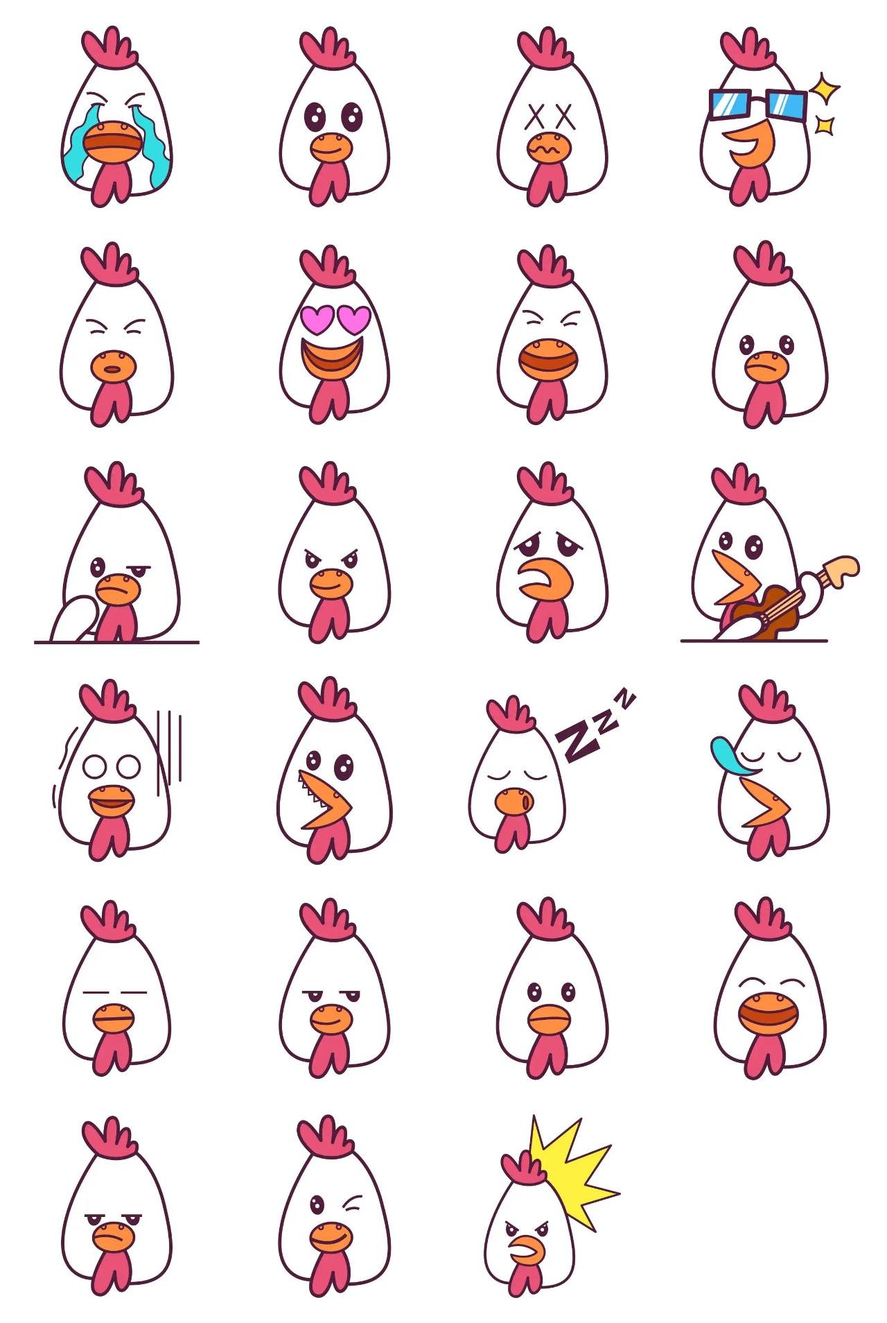 Cute Hen 01 Animation/Cartoon,Animals,Food/Drink,INDIA sticker pack for Whatsapp, Telegram, Signal, and others chatting and message apps