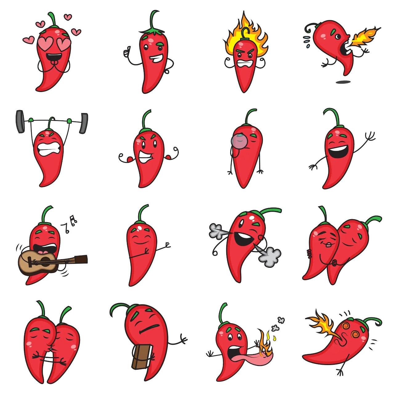 Cute Red Chilli 01 Animation/Cartoon,Food/Drink,INDIA,Plants sticker pack for Whatsapp, Telegram, Signal, and others chatting and message apps