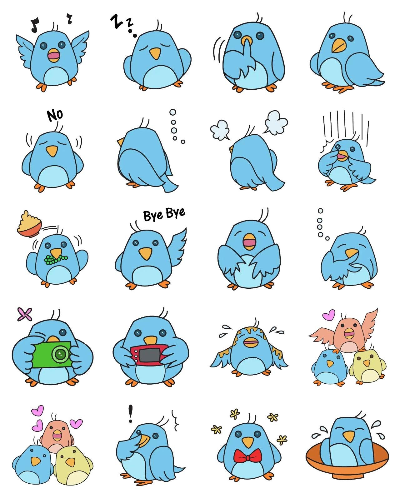 Cute Blue Bird 02 Animation/Cartoon,Animals,INDIA sticker pack for Whatsapp, Telegram, Signal, and others chatting and message apps