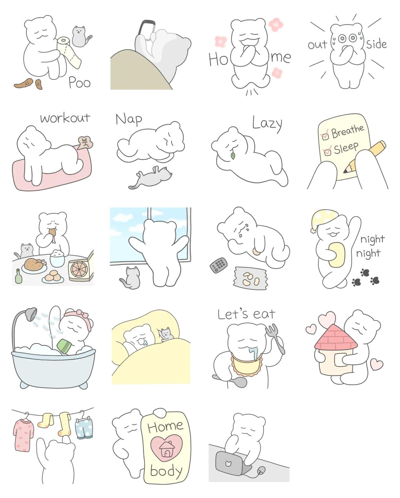 Homebody Bear Animation/Cartoon,Animals,Etc sticker pack for Whatsapp, Telegram, Signal, and others chatting and message apps