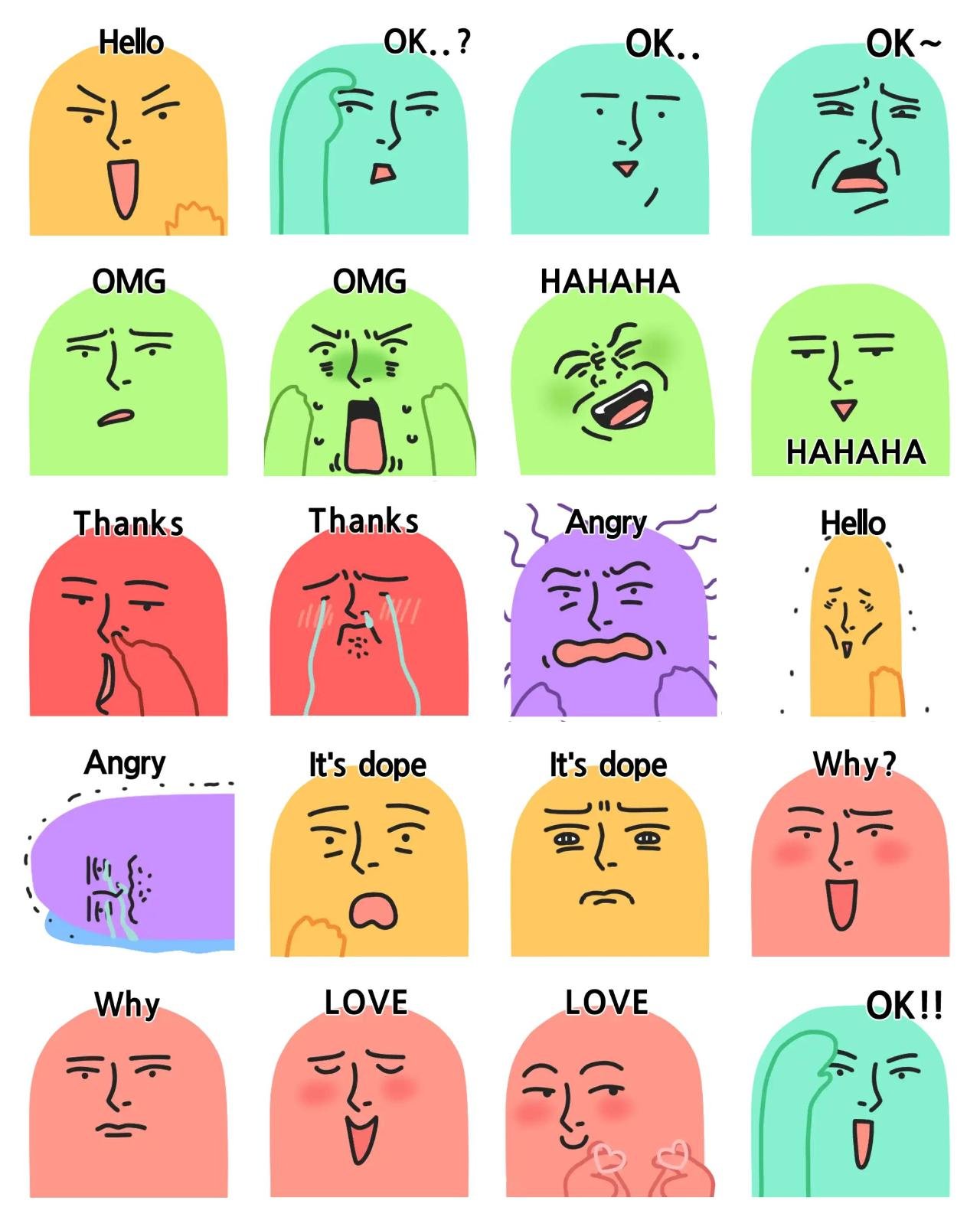 The same But different face 1 Etc,emotion sticker pack for Whatsapp, Telegram, Signal, and others chatting and message apps