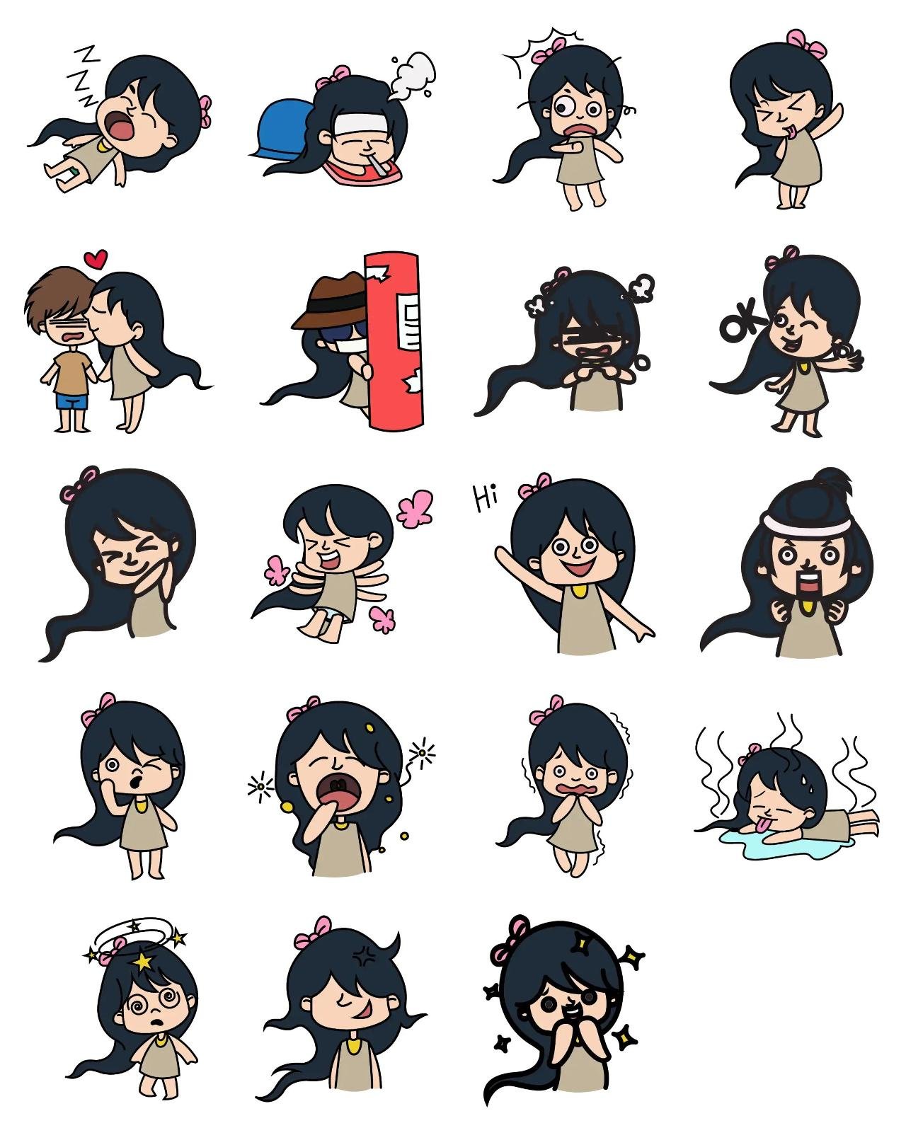 Cute Girl 01 Animation/Cartoon,People,INDIA sticker pack for Whatsapp, Telegram, Signal, and others chatting and message apps