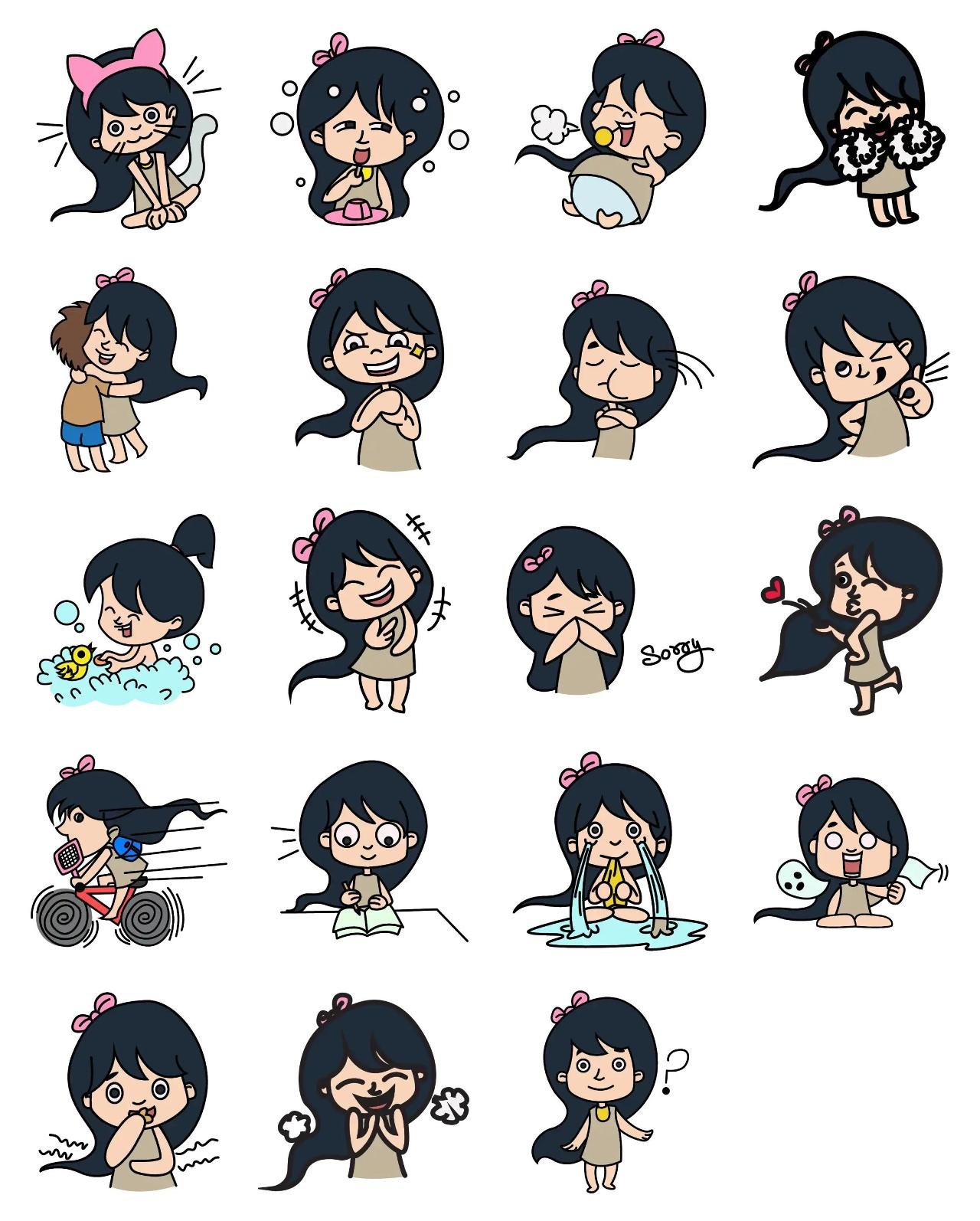 Cute Girl 02 Animation/Cartoon,People,INDIA sticker pack for Whatsapp, Telegram, Signal, and others chatting and message apps