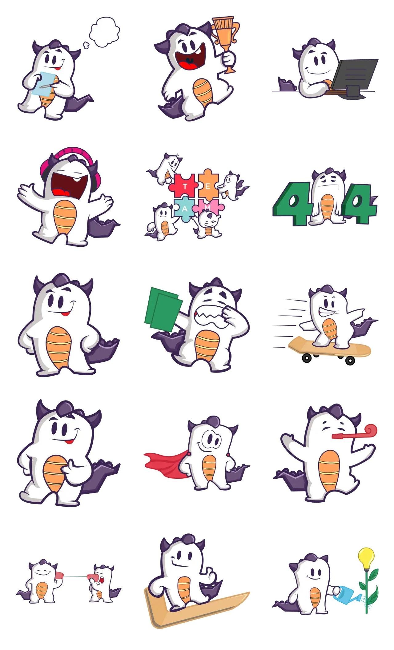 Cute White Monster Animation/Cartoon,Animals,Halloween,INDIA sticker pack for Whatsapp, Telegram, Signal, and others chatting and message apps