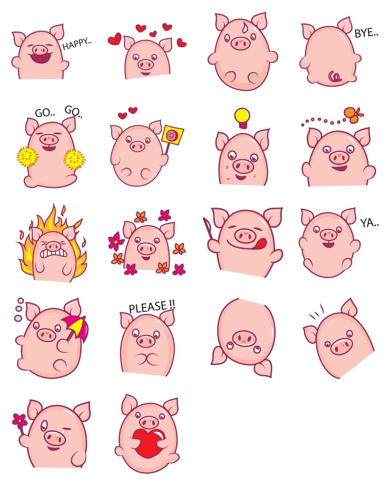 Cute Pig 02 Animation/Cartoon,Animals,INDIA sticker pack for Whatsapp, Telegram, Signal, and others chatting and message apps