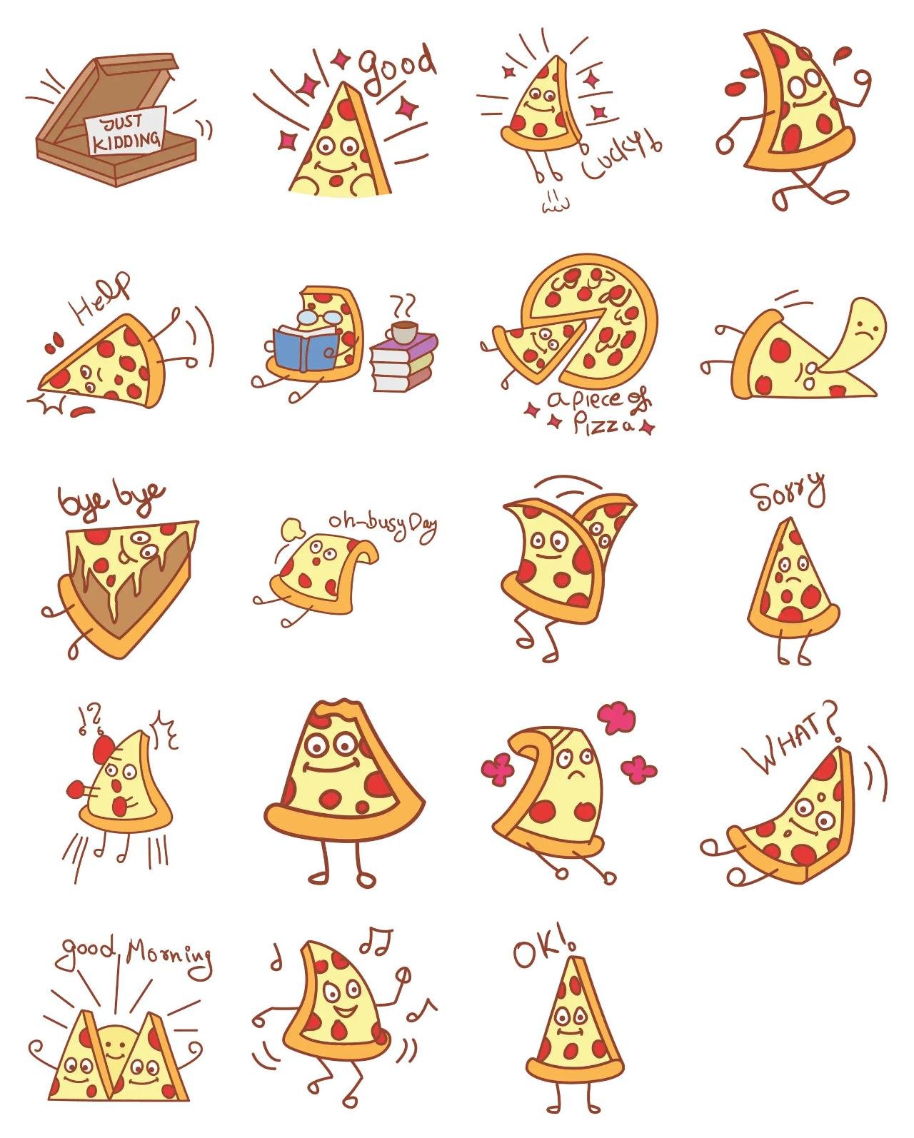 Cute Pizza 01 Animation/Cartoon,Food/Drink,INDIA sticker pack for Whatsapp, Telegram, Signal, and others chatting and message apps