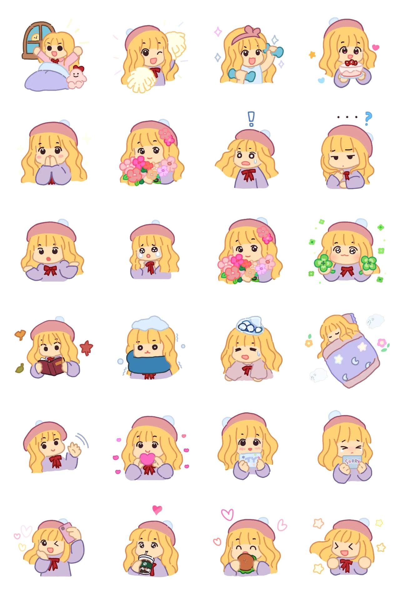 Happy girl Animation/Cartoon sticker pack for Whatsapp, Telegram, Signal, and others chatting and message apps