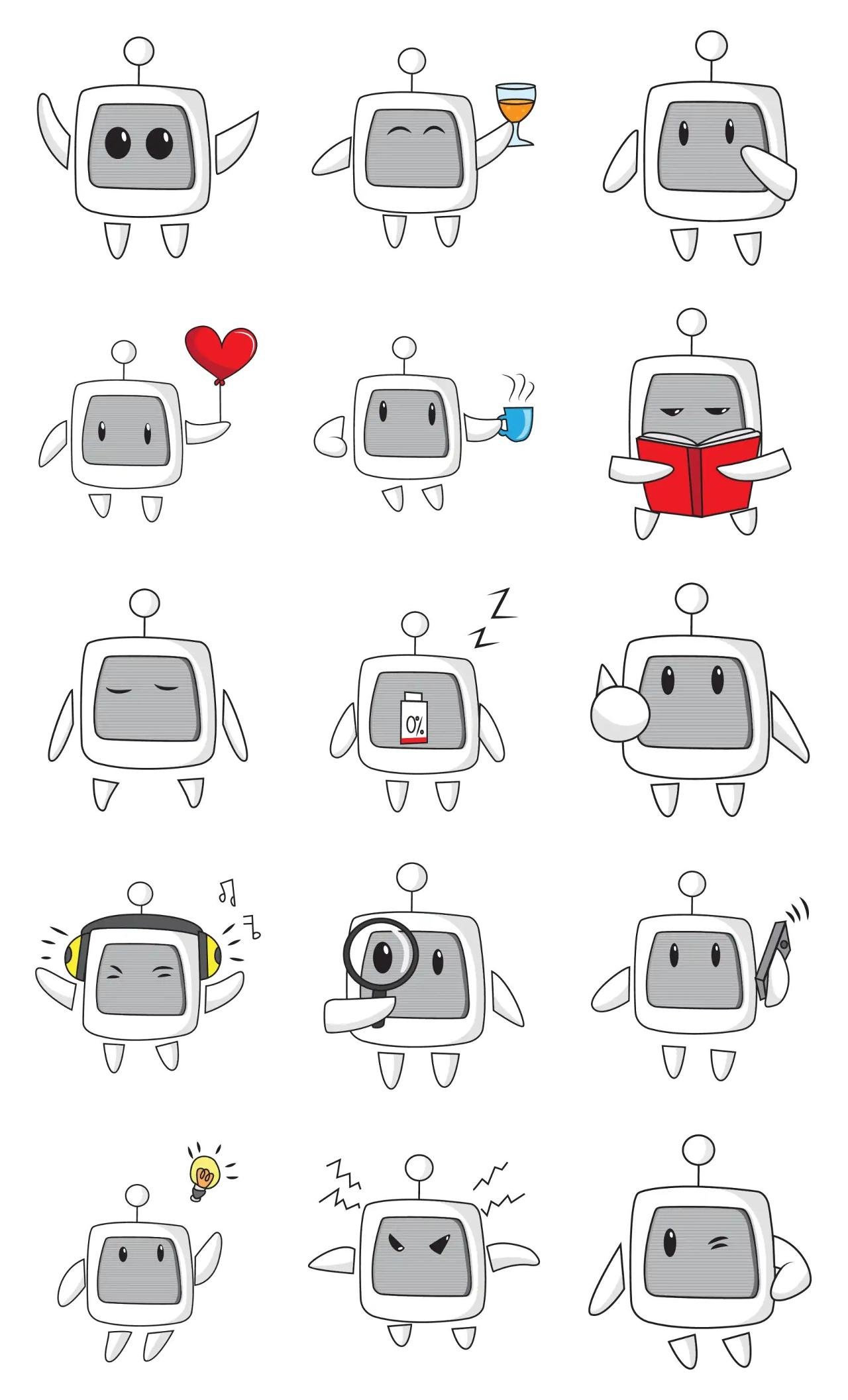 Cute Robot 03 Animation/Cartoon,Objects,INDIA,Etc sticker pack for Whatsapp, Telegram, Signal, and others chatting and message apps