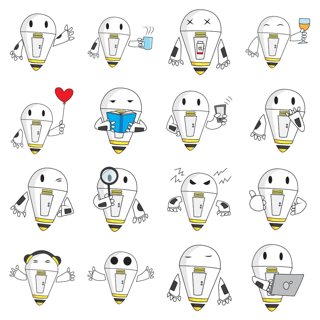 Cute Robot 04 Animation/Cartoon,Objects,INDIA,Etc sticker pack for Whatsapp, Telegram, Signal, and others chatting and message apps