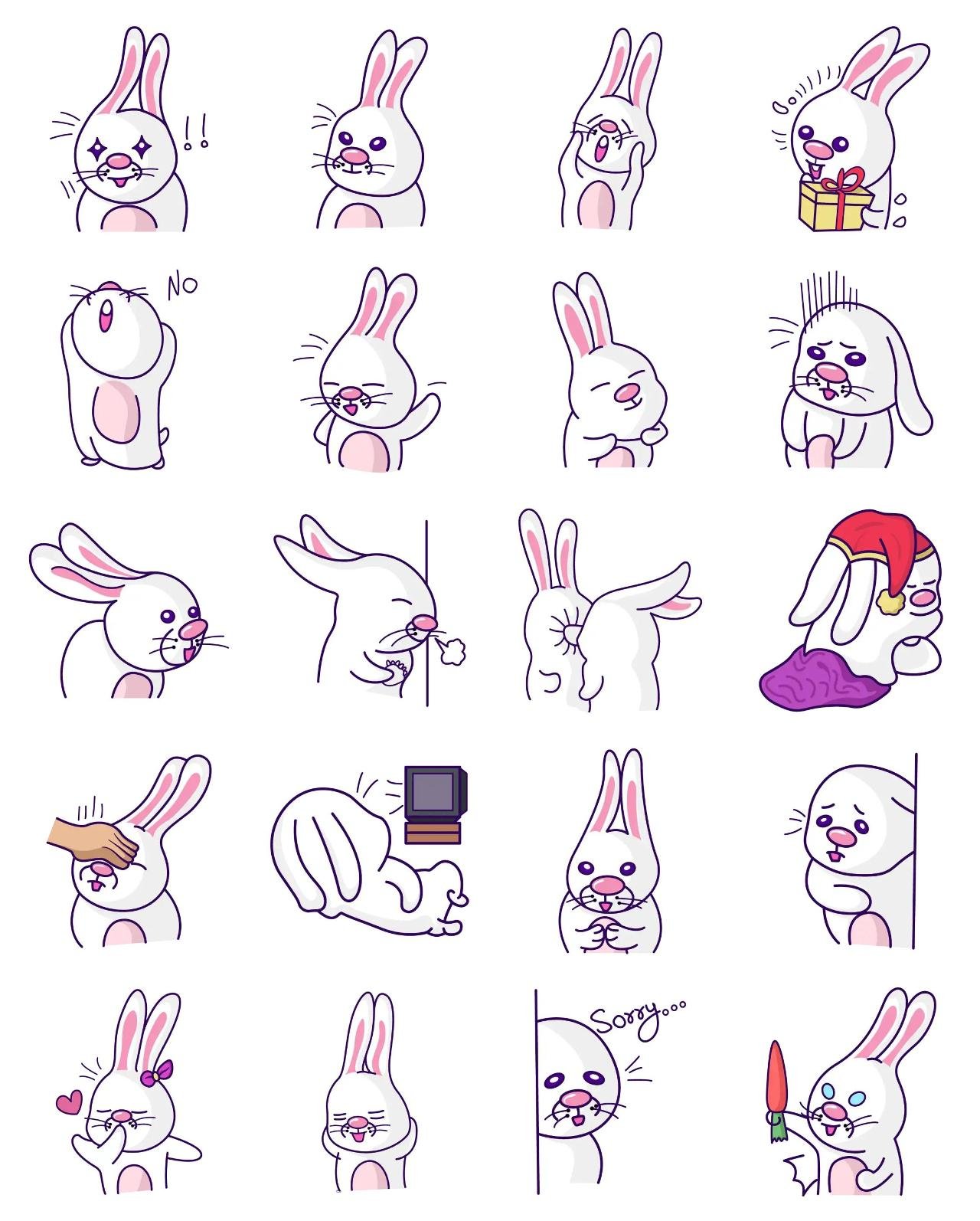 Cute Bunny 02 Animation/Cartoon,Animals,INDIA sticker pack for Whatsapp, Telegram, Signal, and others chatting and message apps