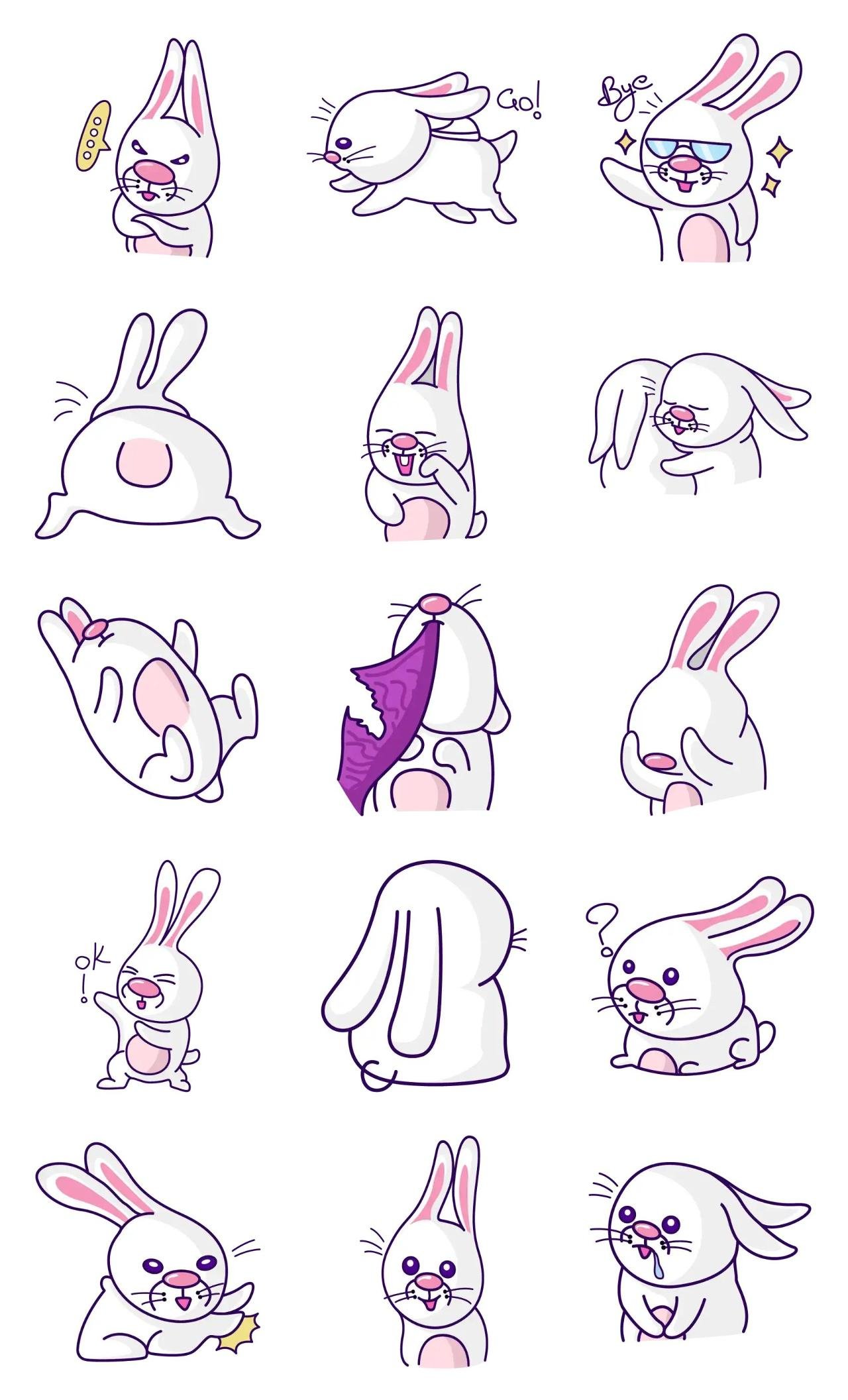 Cute Bunny 03 Animation/Cartoon,Animals,INDIA sticker pack for Whatsapp, Telegram, Signal, and others chatting and message apps