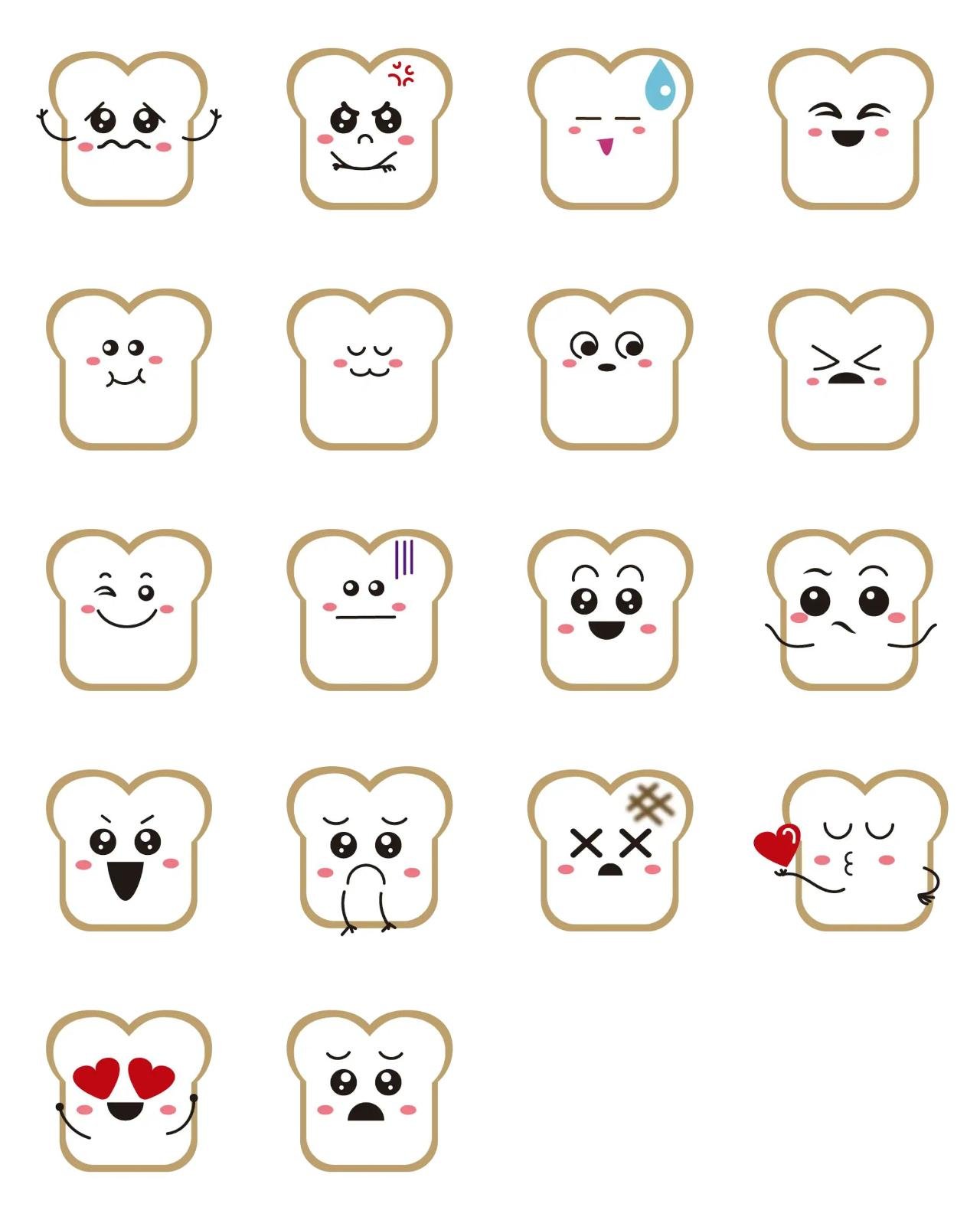 cute bread Animation/Cartoon,Food/Drink sticker pack for Whatsapp, Telegram, Signal, and others chatting and message apps