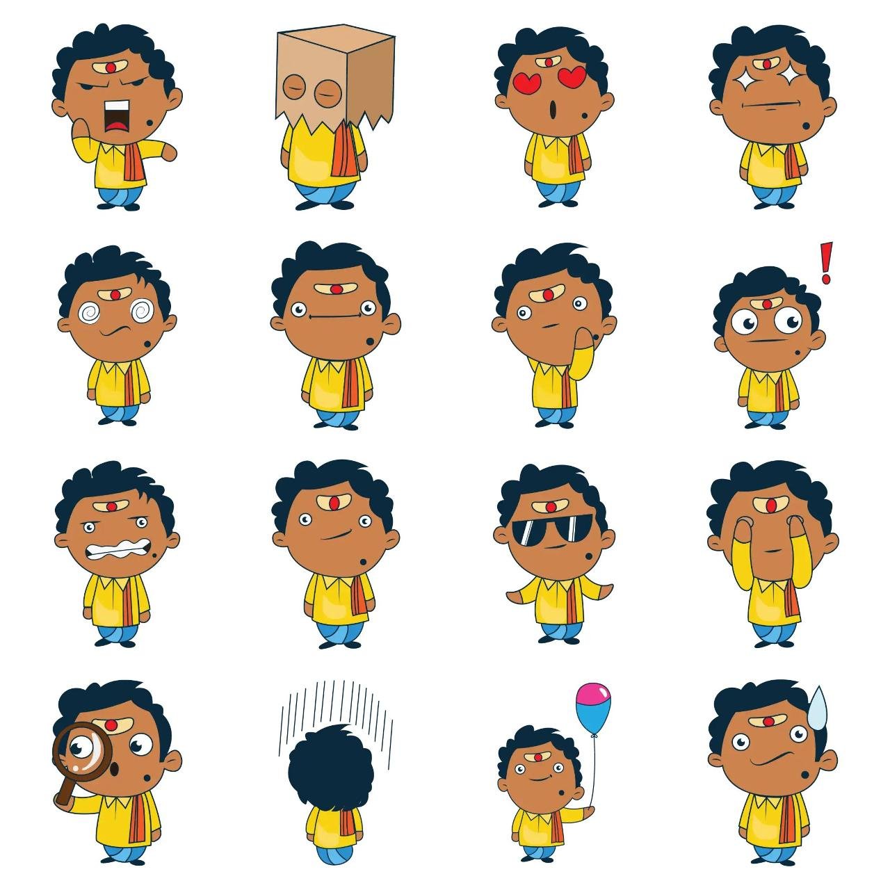 Cute South Indian Man 01 Animation/Cartoon,People,INDIA sticker pack for Whatsapp, Telegram, Signal, and others chatting and message apps