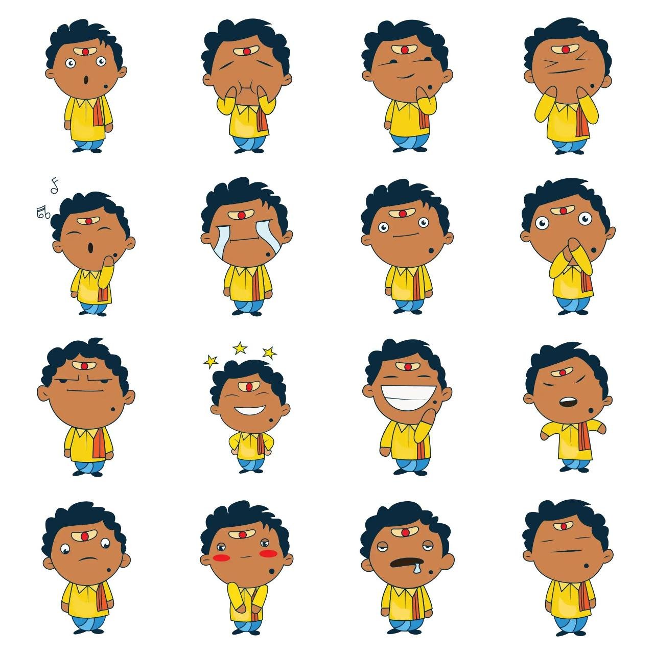 Cute South Indian Man 02 Animation/Cartoon,People,Culture,INDIA sticker pack for Whatsapp, Telegram, Signal, and others chatting and message apps