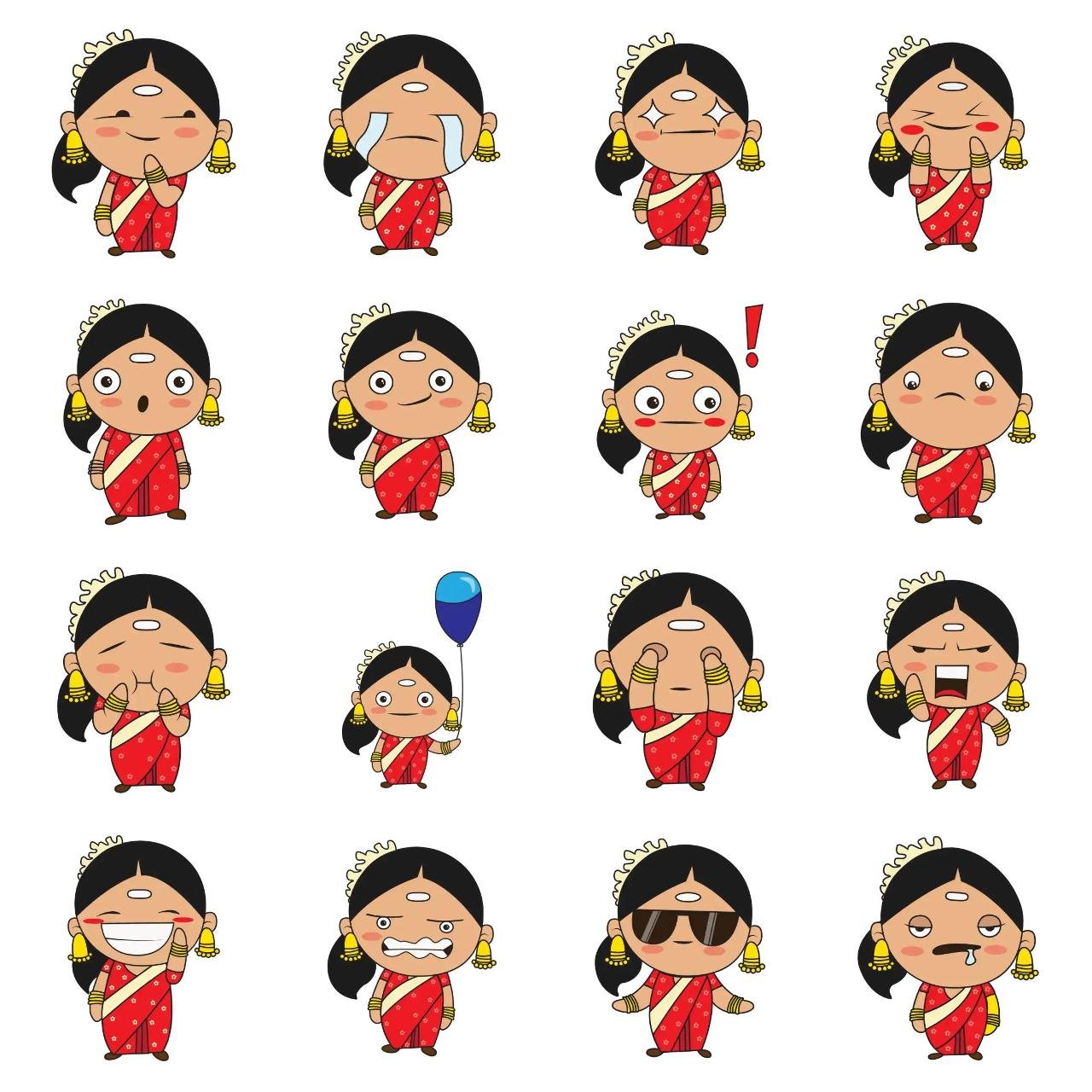 Cute South Indian Lady 02 Animation/Cartoon,People,Culture,INDIA sticker pack for Whatsapp, Telegram, Signal, and others chatting and message apps