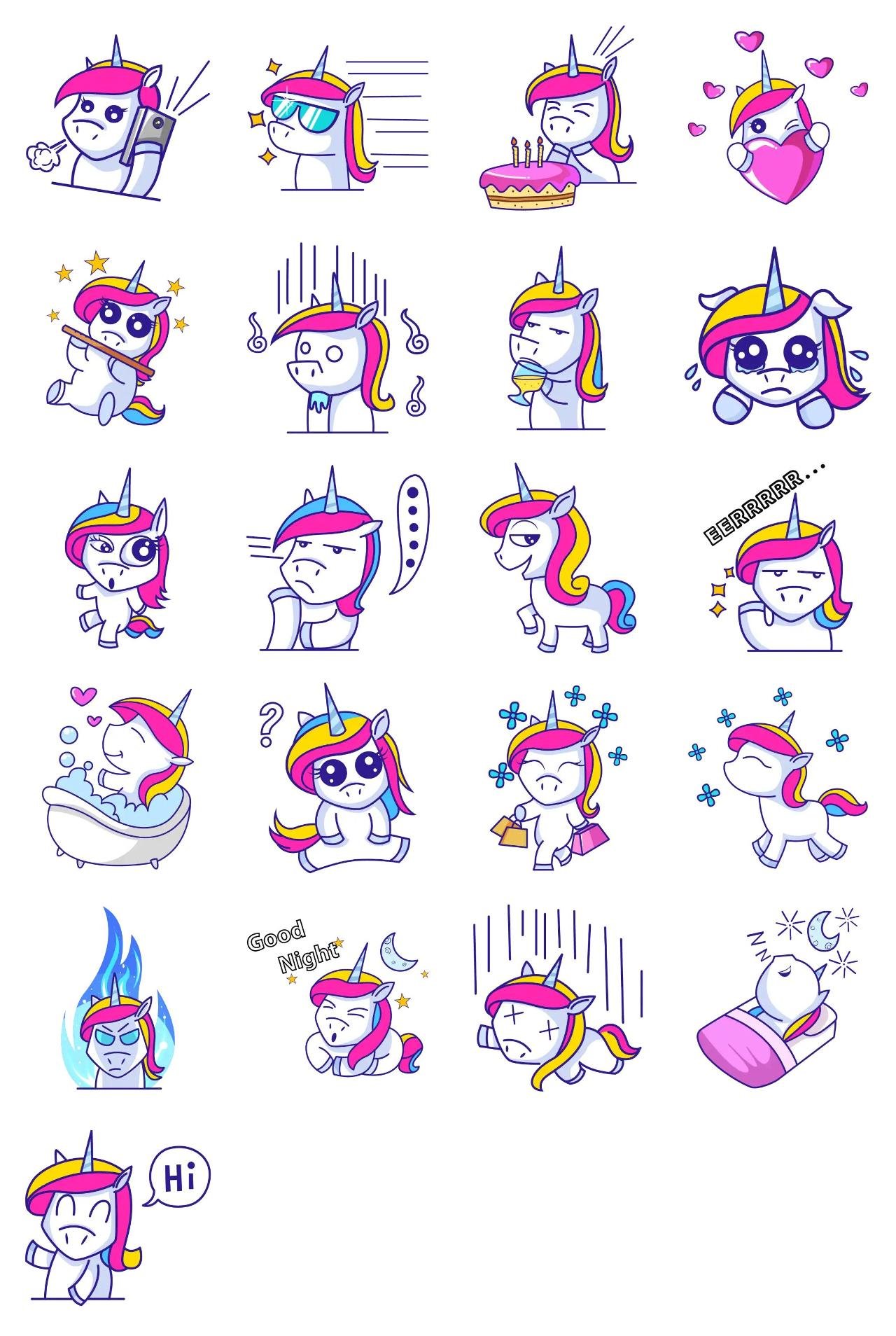 Cute Unicorn 03 Animation/Cartoon,Animals,INDIA sticker pack for Whatsapp, Telegram, Signal, and others chatting and message apps