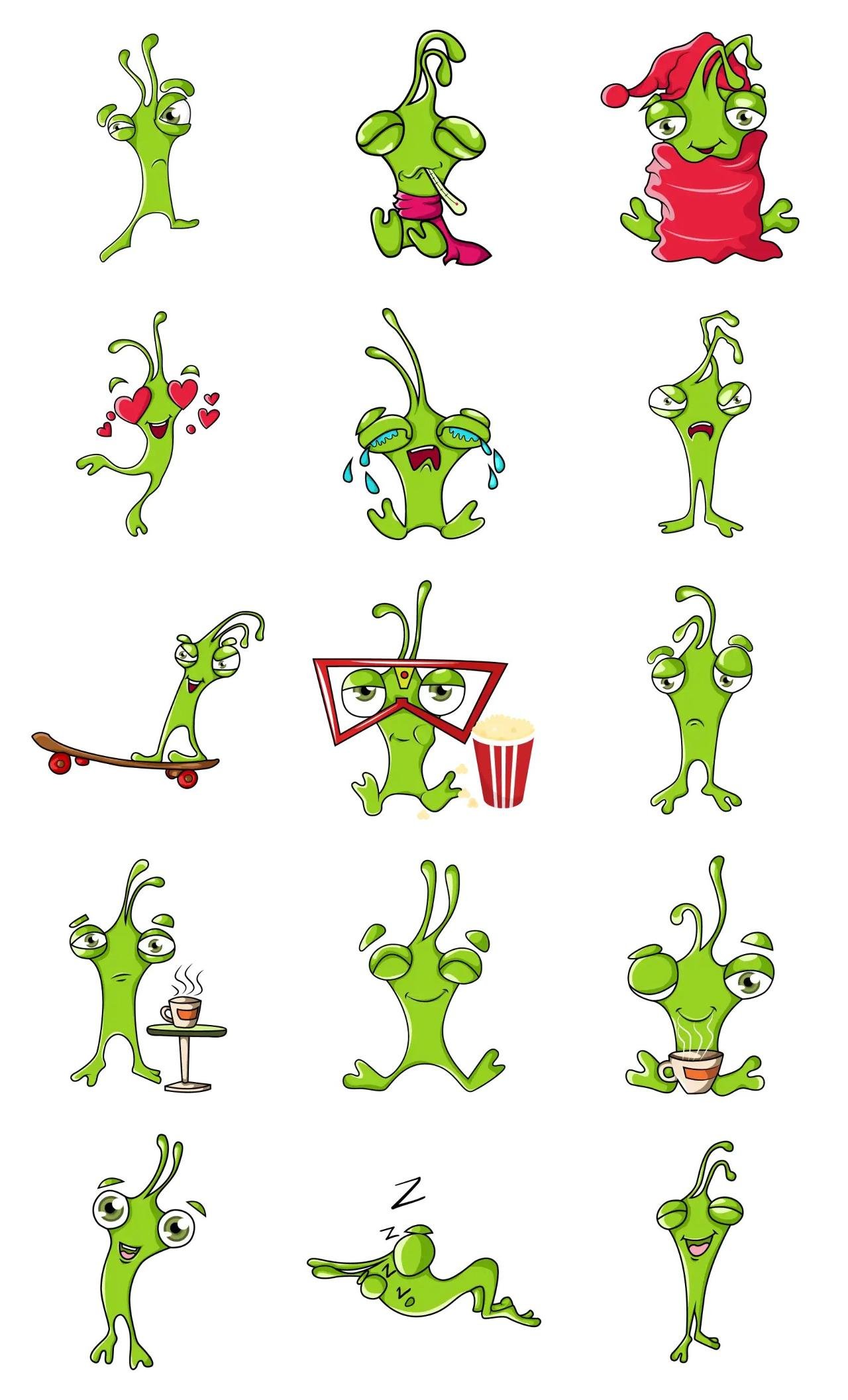 Cutie Green Monster Animation/Cartoon,Animals,Halloween,INDIA sticker pack for Whatsapp, Telegram, Signal, and others chatting and message apps