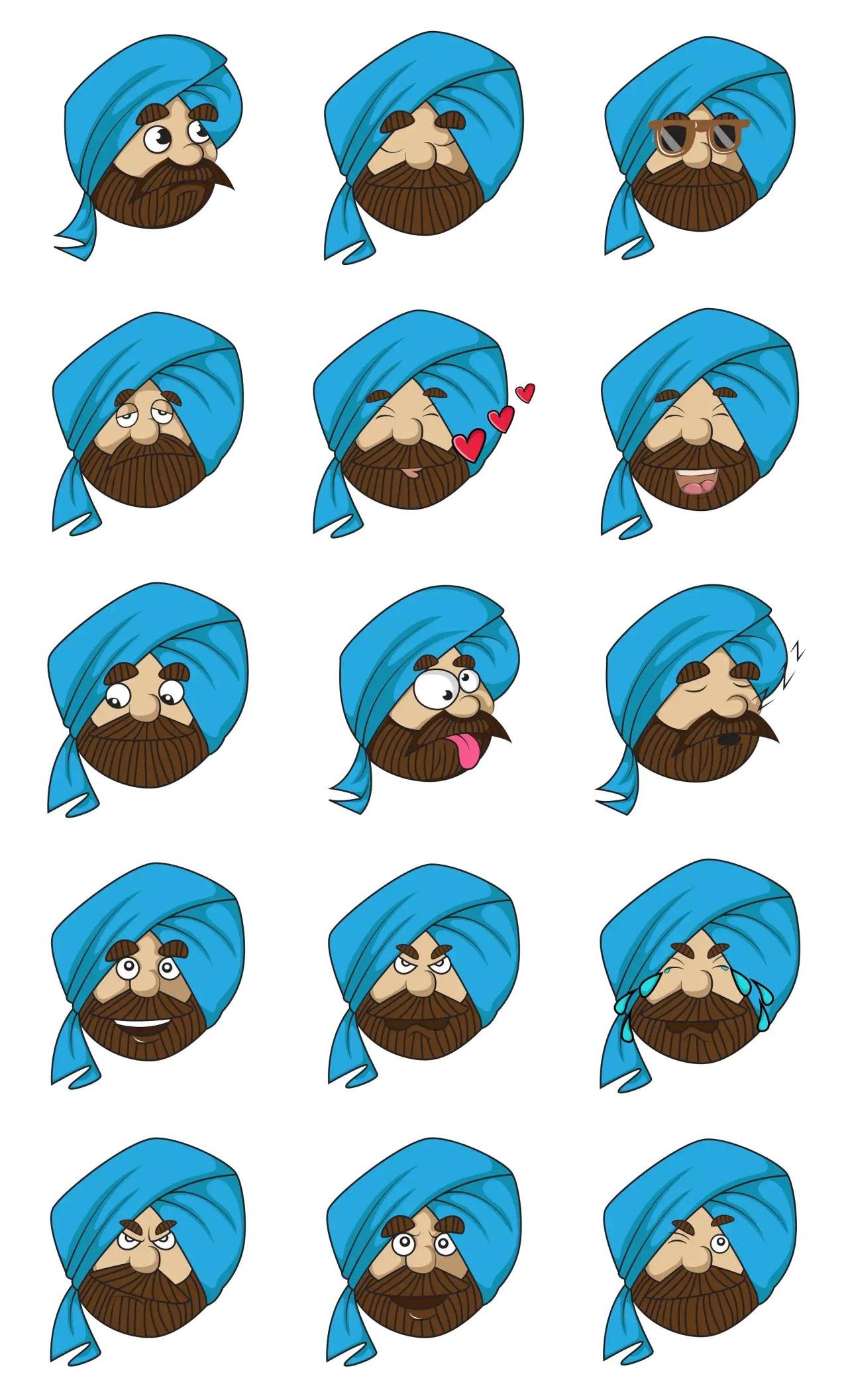 Cute Sardar Ji Animation/Cartoon,People,INDIA,Culture sticker pack for Whatsapp, Telegram, Signal, and others chatting and message apps