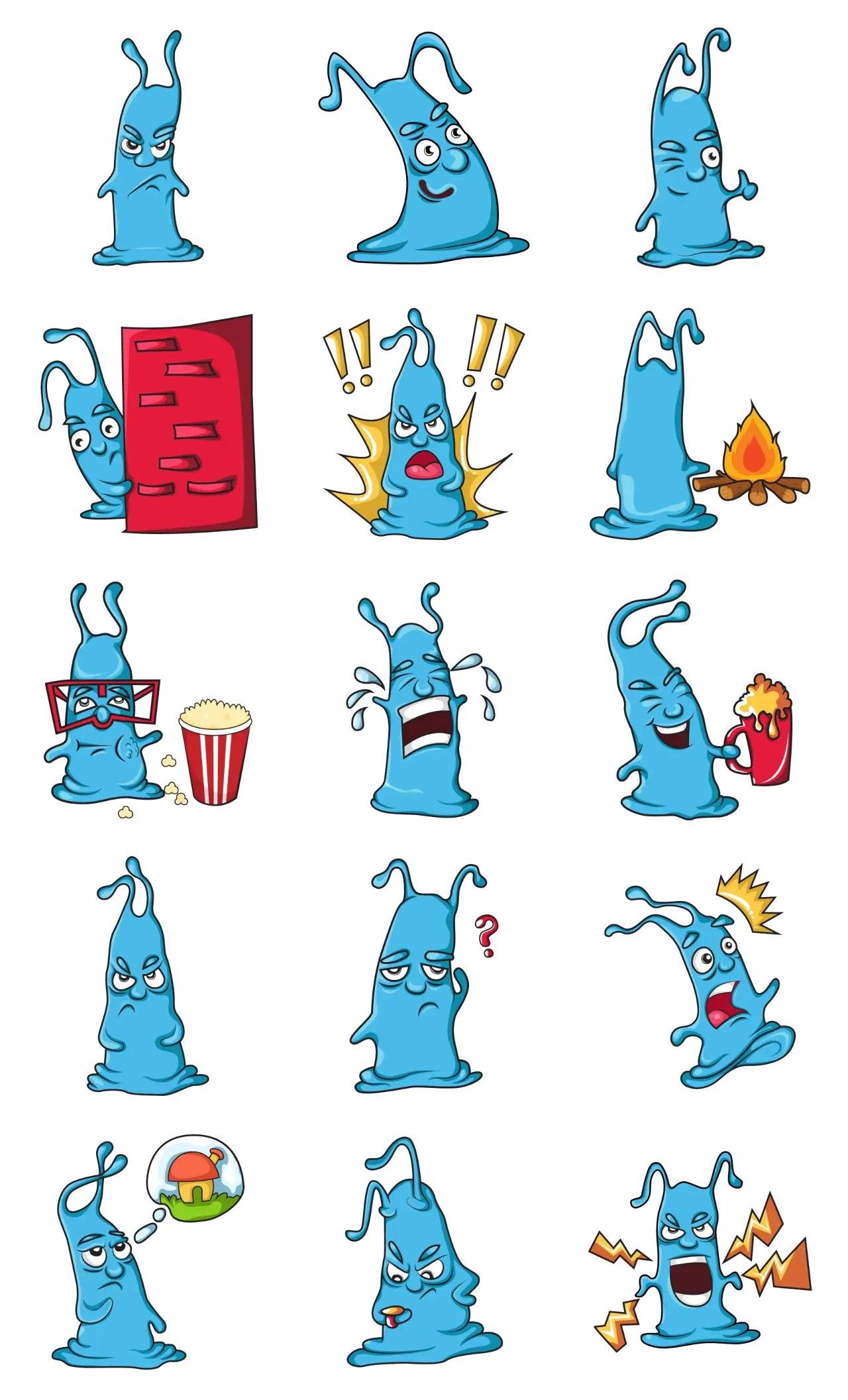 Cute Blue Emoji Animation/Cartoon,Animals,Halloween,INDIA sticker pack for Whatsapp, Telegram, Signal, and others chatting and message apps