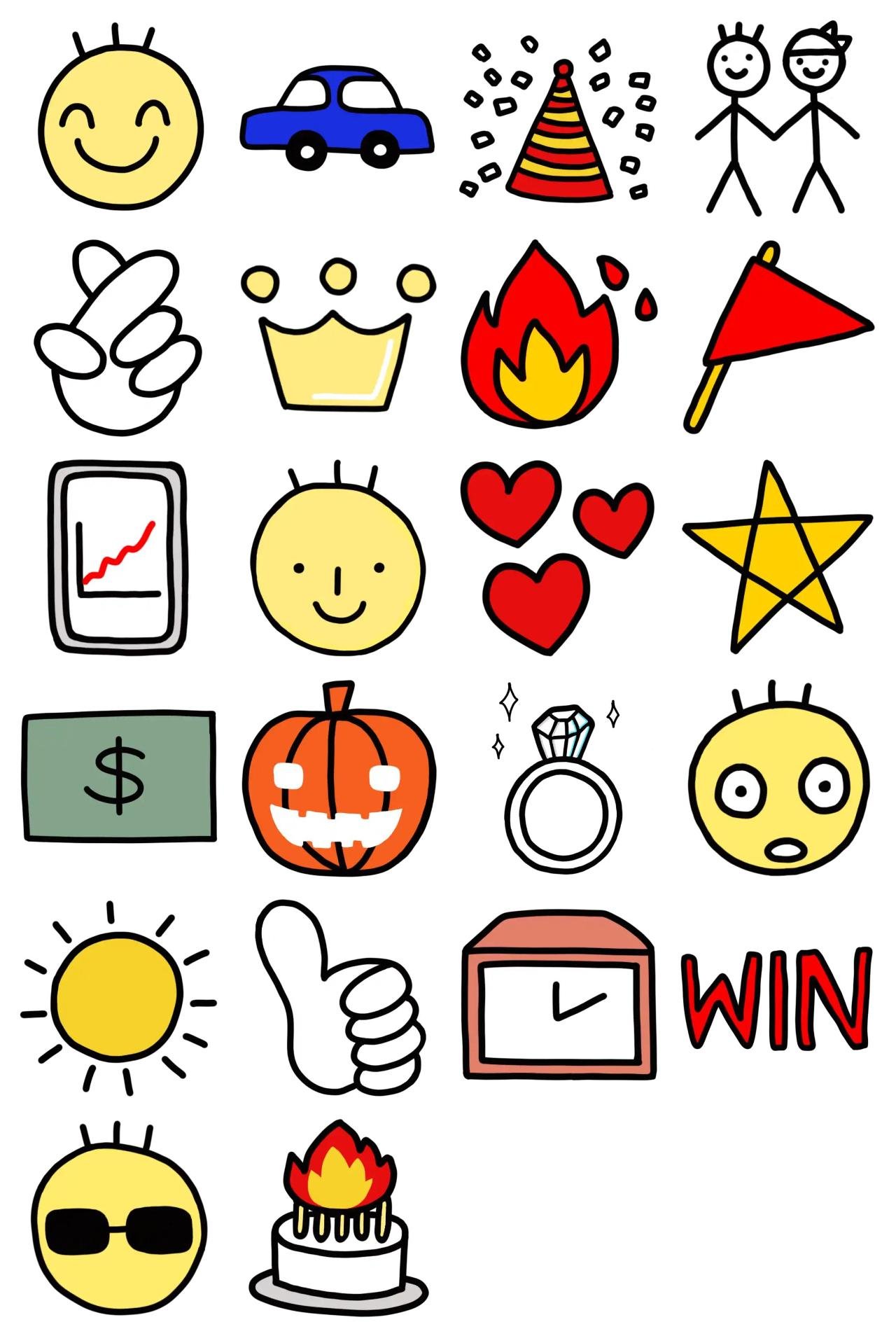 Simplistic Emoji Animation/Cartoon,Birthday,Halloween,Phrases,Objects,Romance,Etc sticker pack for Whatsapp, Telegram, Signal, and others chatting and message apps