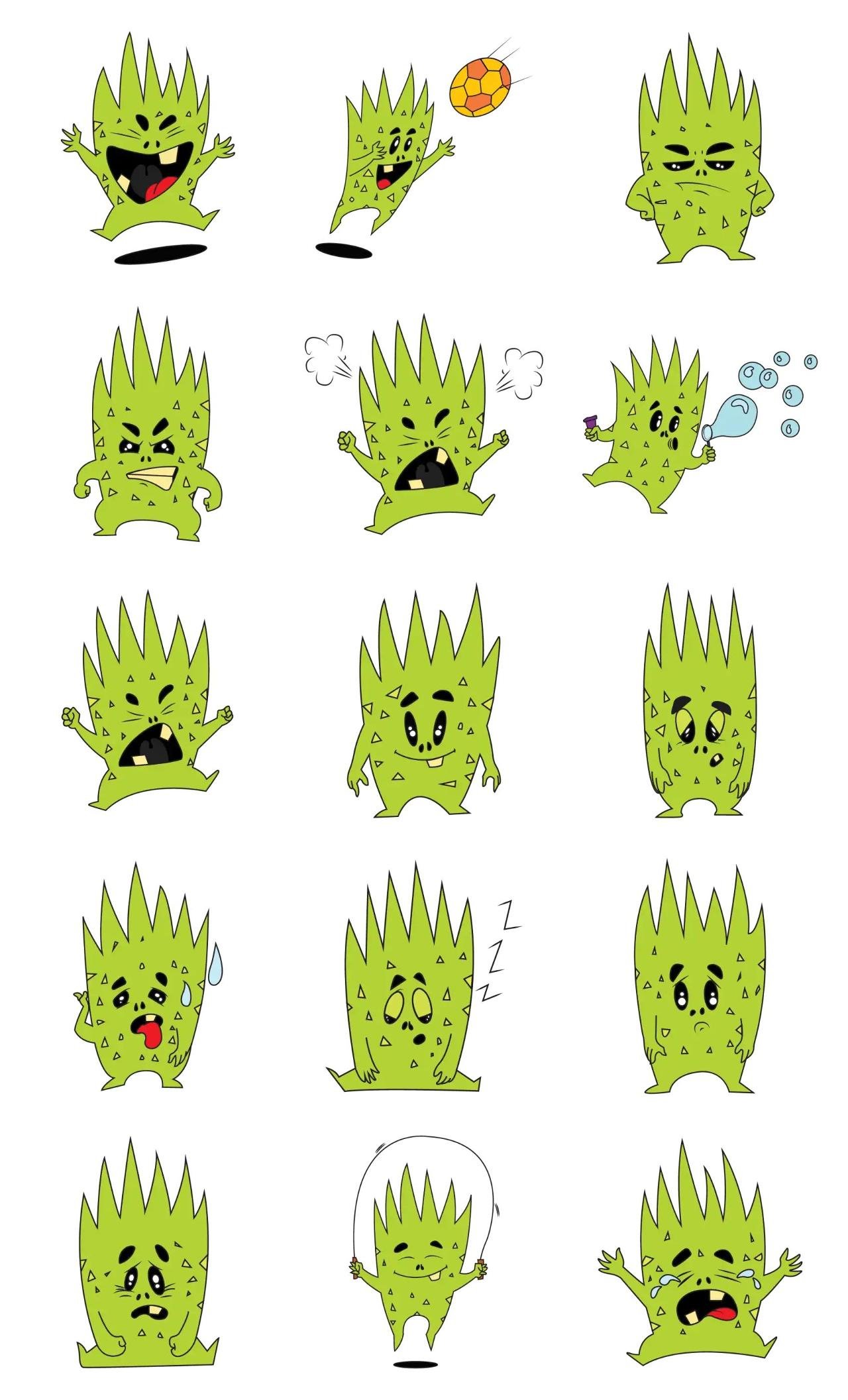 Cute Green Monster Animation/Cartoon,Animals,Halloween,INDIA sticker pack for Whatsapp, Telegram, Signal, and others chatting and message apps