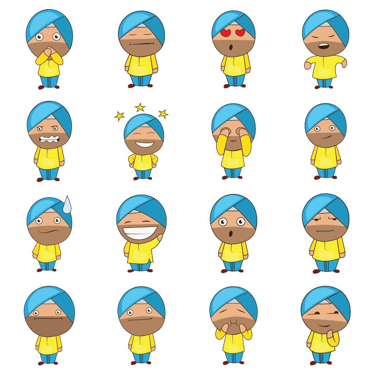 Cute Sardar Boy 04 Animation/Cartoon,People,Culture,INDIA sticker pack for Whatsapp, Telegram, Signal, and others chatting and message apps