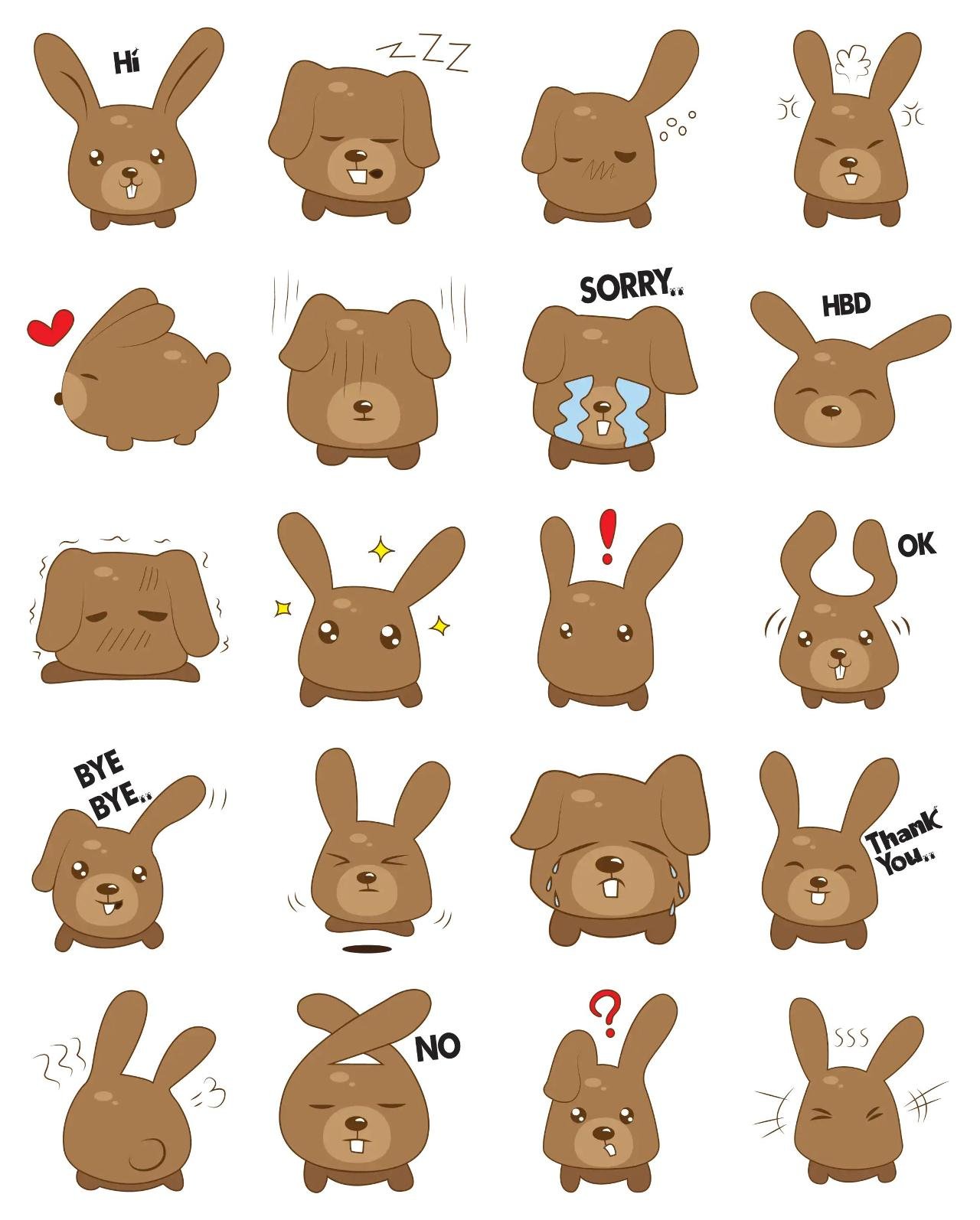 Cute Bunny Animation/Cartoon,Animals,INDIA sticker pack for Whatsapp, Telegram, Signal, and others chatting and message apps