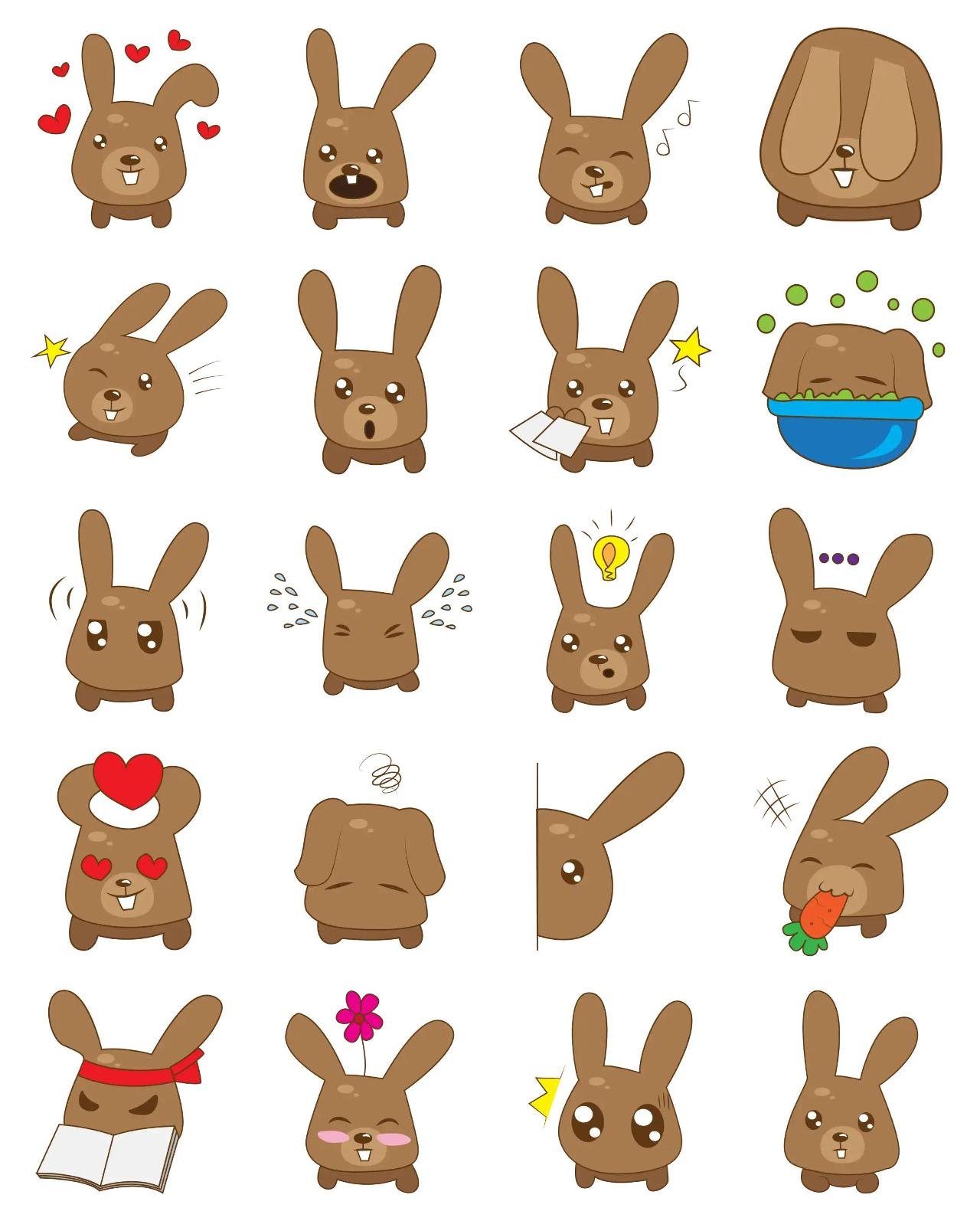 Cute Bunny 02 Animation/Cartoon,Animals,INDIA sticker pack for Whatsapp, Telegram, Signal, and others chatting and message apps