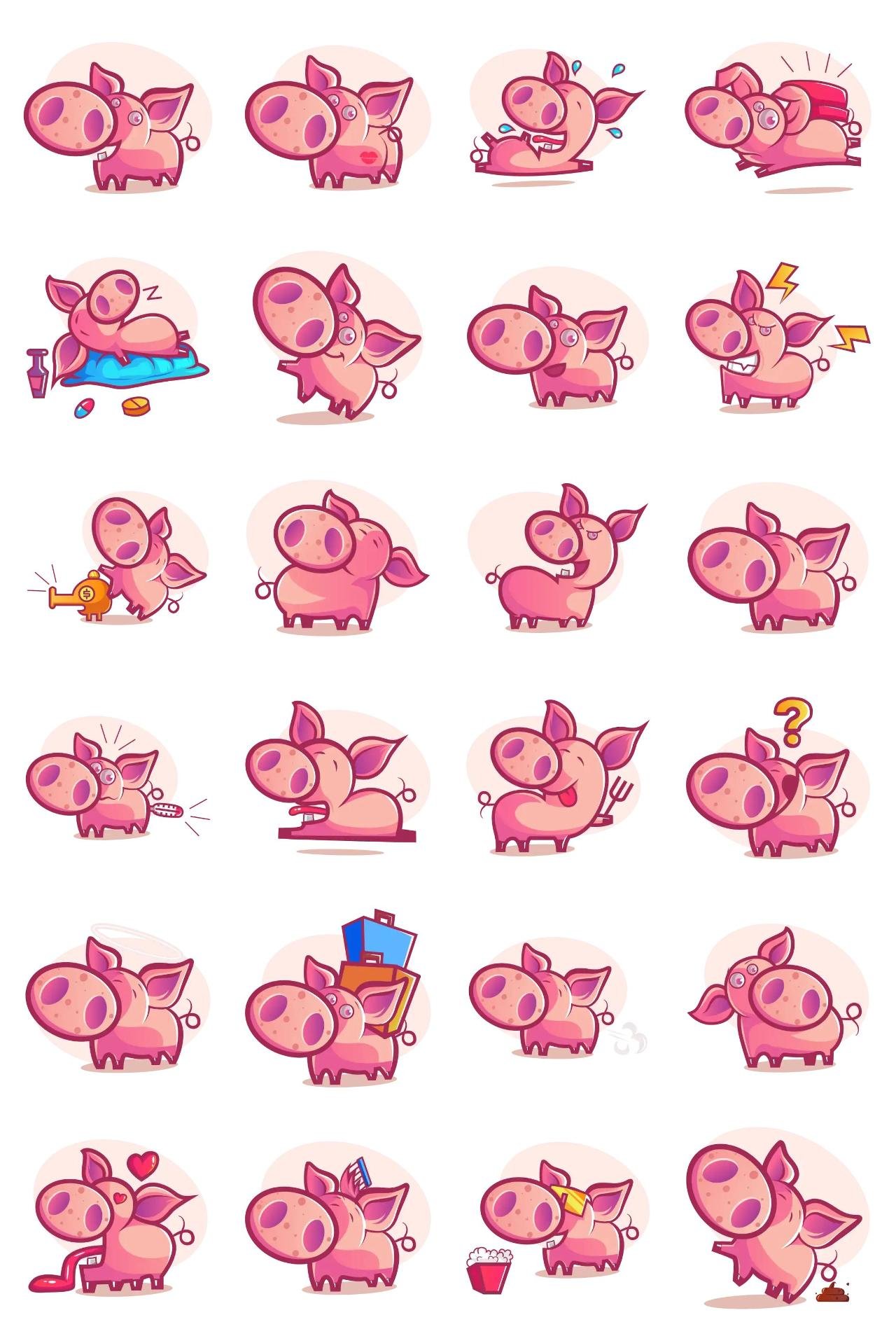 Cute Pig Animation/Cartoon,Animals,INDIA sticker pack for Whatsapp, Telegram, Signal, and others chatting and message apps