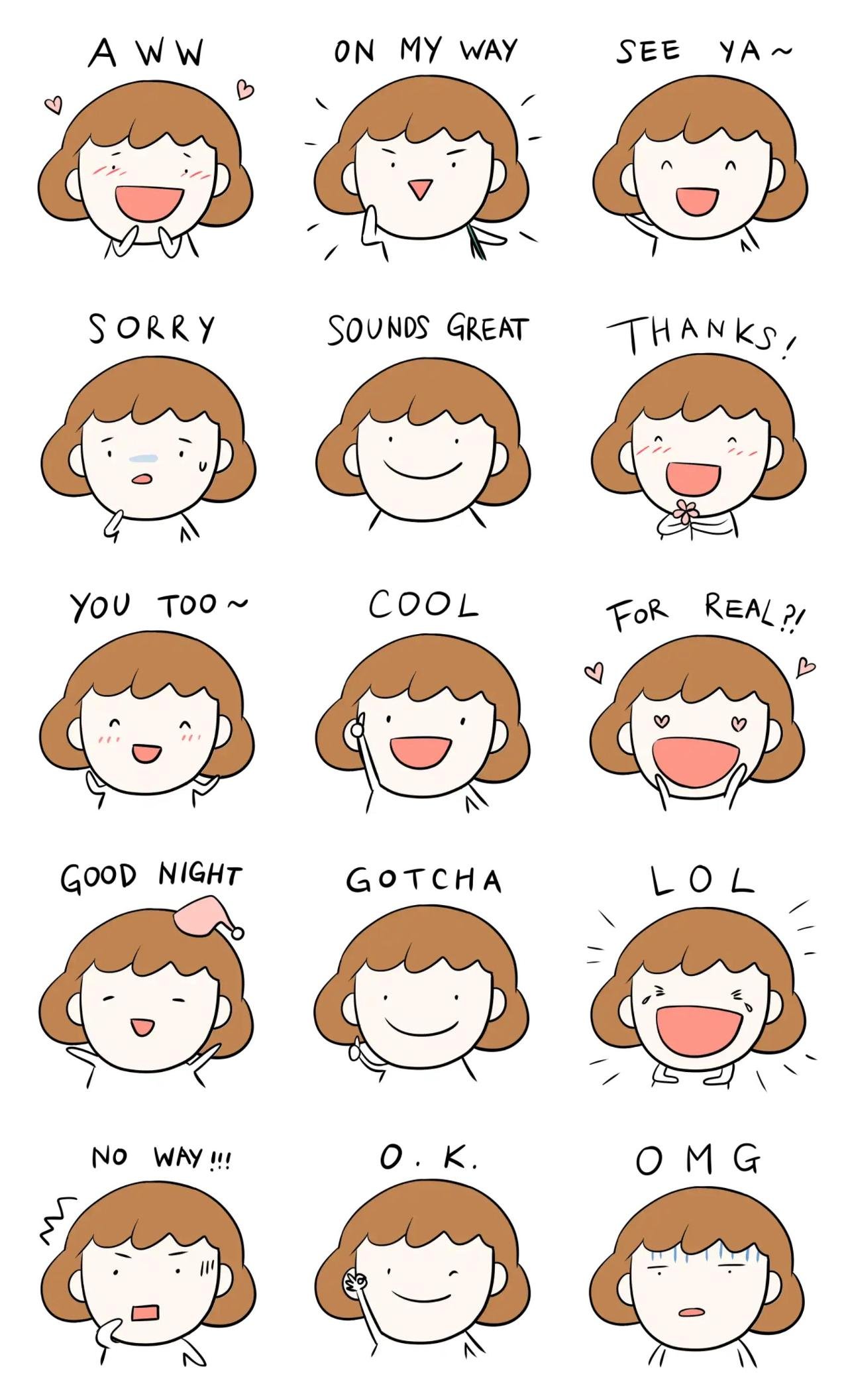 Nami's Daily Life emotion sticker pack for Whatsapp, Telegram, Signal, and others chatting and message apps