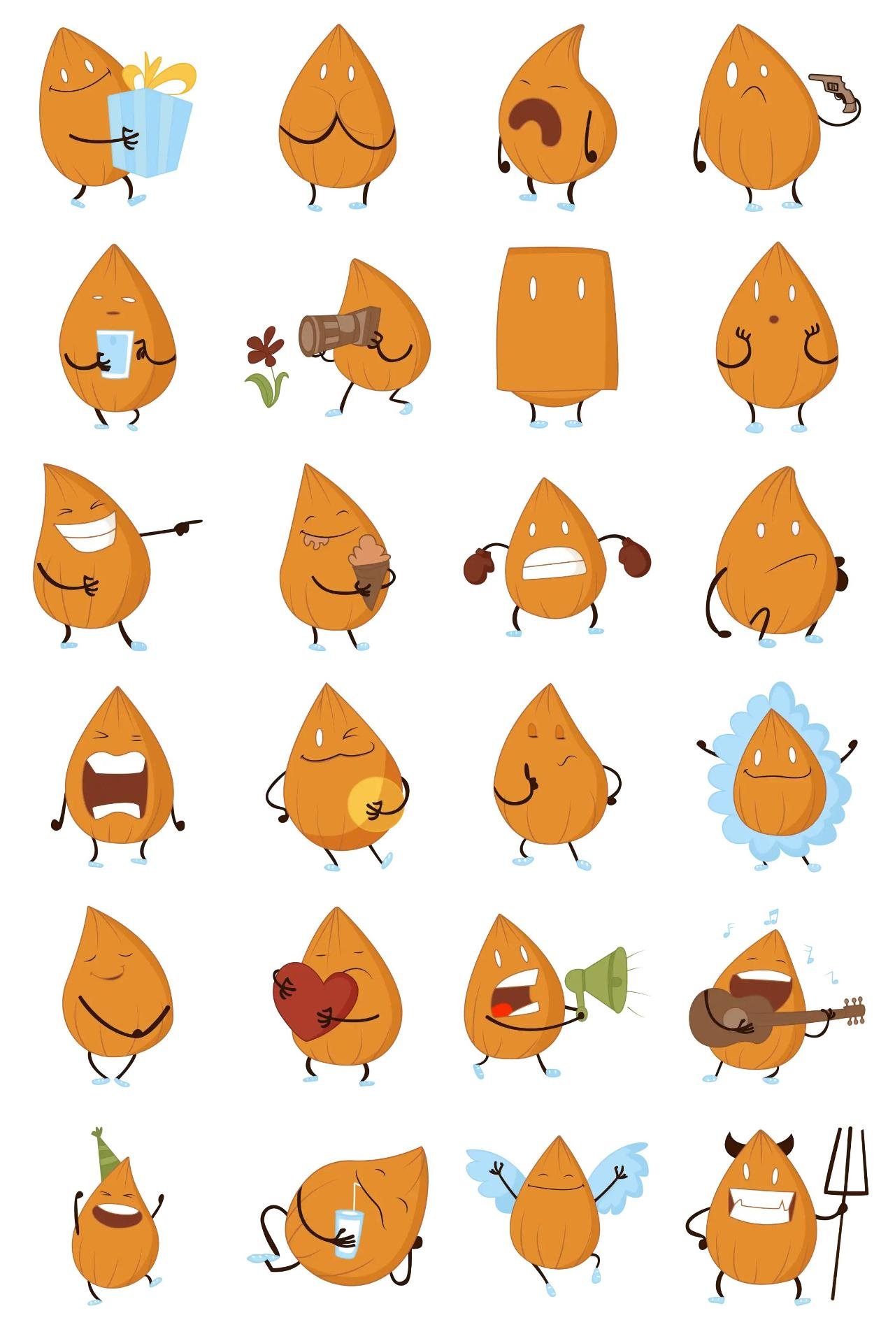 Cute Almond Animation/Cartoon,Food/Drink,INDIA sticker pack for Whatsapp, Telegram, Signal, and others chatting and message apps