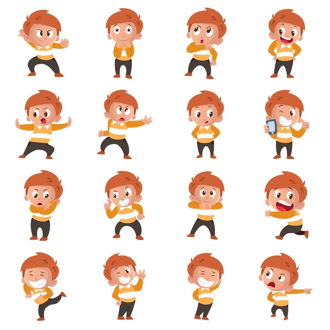 Brown Hair Boy Animation/Cartoon,People,INDIA sticker pack for Whatsapp, Telegram, Signal, and others chatting and message apps