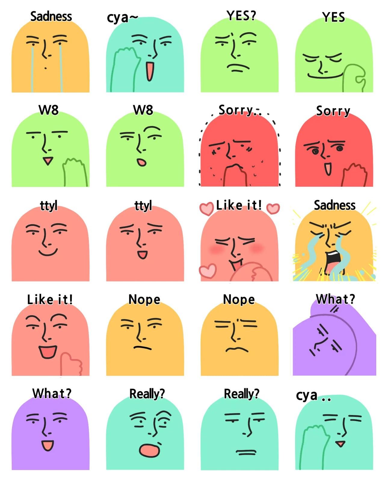 The same But different face 2 Etc,emotion sticker pack for Whatsapp, Telegram, Signal, and others chatting and message apps