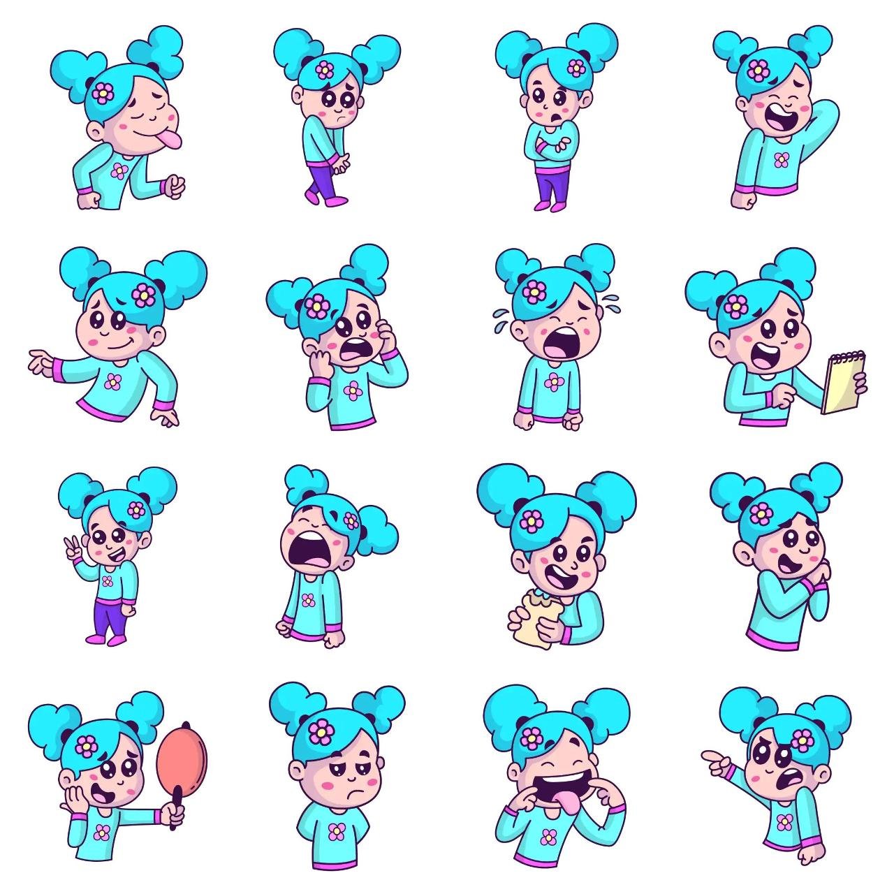 Cute Girl Animation/Cartoon,People,INDIA sticker pack for Whatsapp, Telegram, Signal, and others chatting and message apps