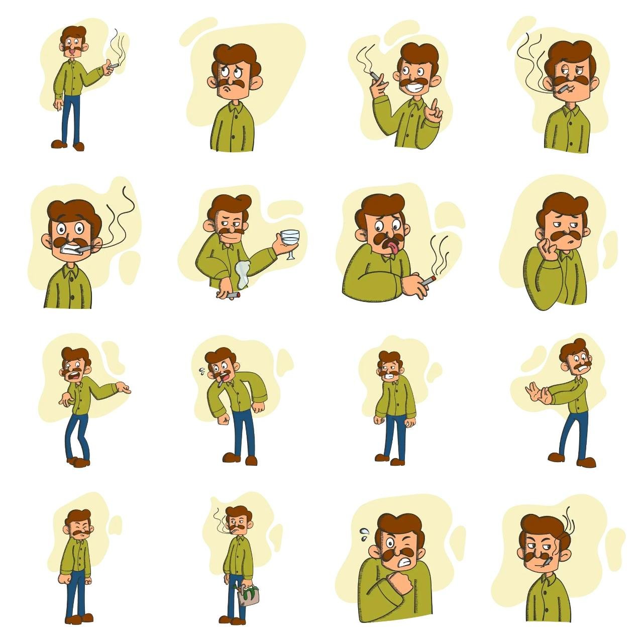 Smoking Man Animation/Cartoon,People,INDIA sticker pack for Whatsapp, Telegram, Signal, and others chatting and message apps