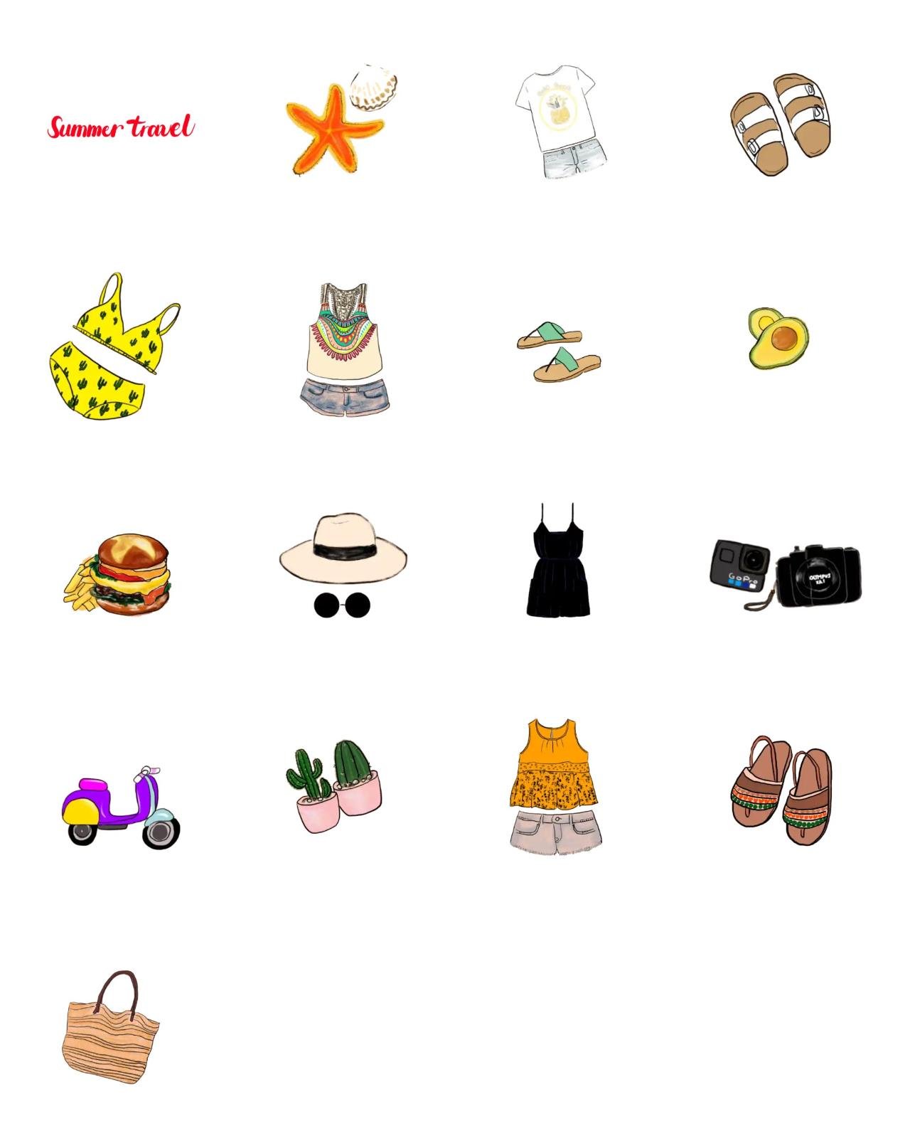 summer travel Etc sticker pack for Whatsapp, Telegram, Signal, and others chatting and message apps