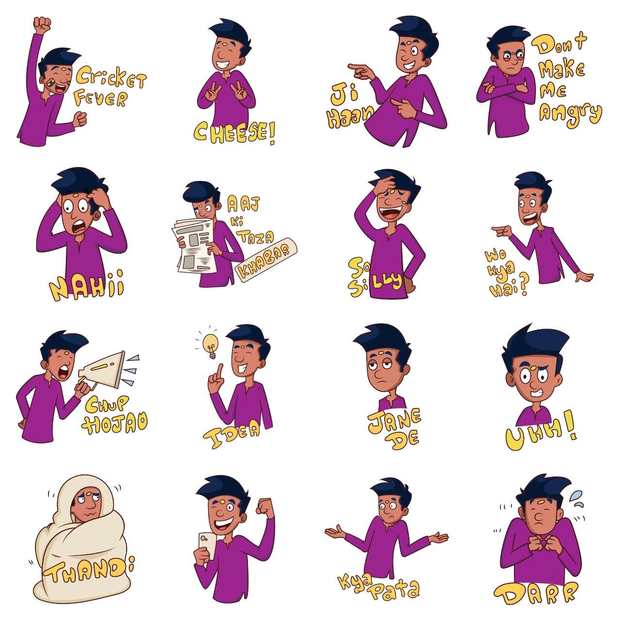 Bindass Man Animation/Cartoon,People,INDIA sticker pack for Whatsapp, Telegram, Signal, and others chatting and message apps