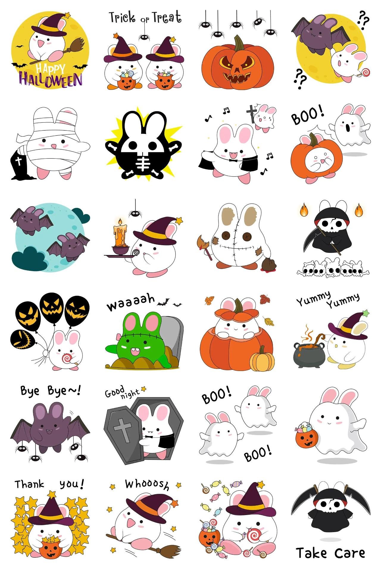 Halloween Party Bunny DURI Animation/Cartoon,Halloween,Animals sticker pack for Whatsapp, Telegram, Signal, and others chatting and message apps