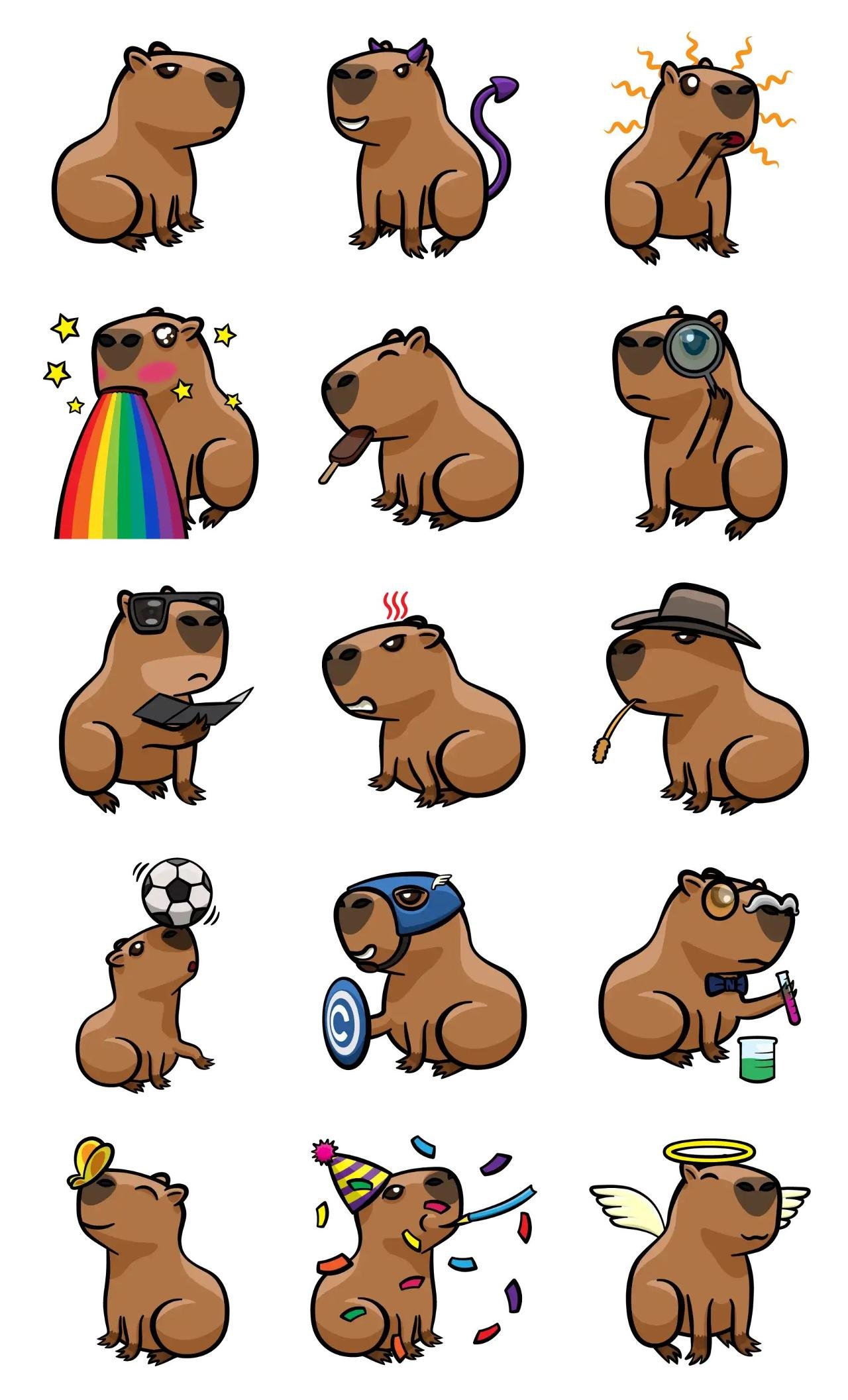 Chigui Capybara Animation/Cartoon,Animals,Romance,Culture,Objects sticker pack for Whatsapp, Telegram, Signal, and others chatting and message apps