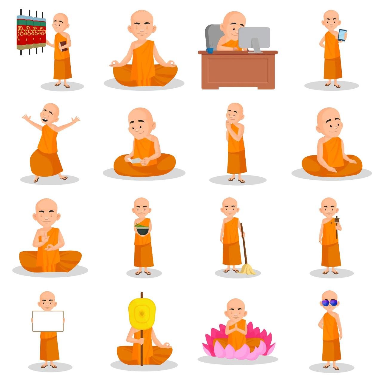 Indian Urban Monk Animation/Cartoon,People,INDIA sticker pack for Whatsapp, Telegram, Signal, and others chatting and message apps