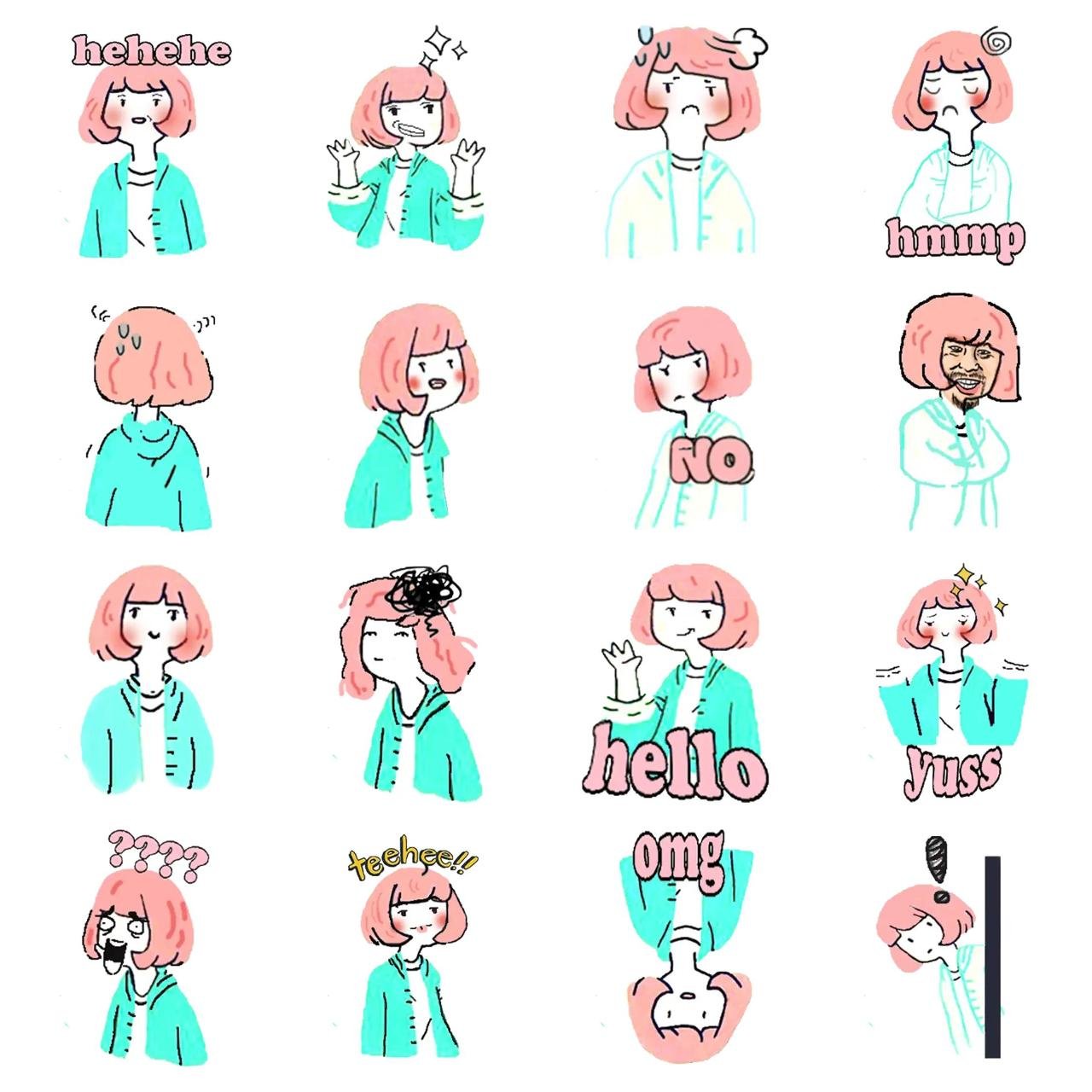 bubblegum Animation/Cartoon sticker pack for Whatsapp, Telegram, Signal, and others chatting and message apps