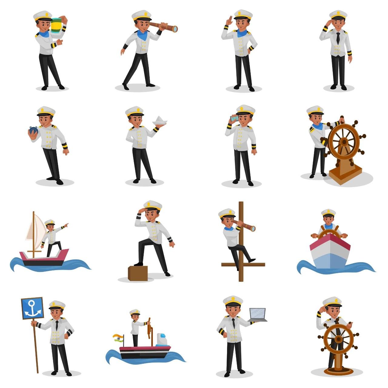 Sailor Animation/Cartoon,People,INDIA sticker pack for Whatsapp, Telegram, Signal, and others chatting and message apps