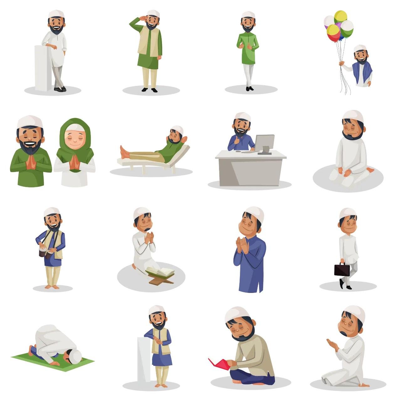 Muslim Man Culture,Animation/Cartoon,INDIA sticker pack for Whatsapp, Telegram, Signal, and others chatting and message apps