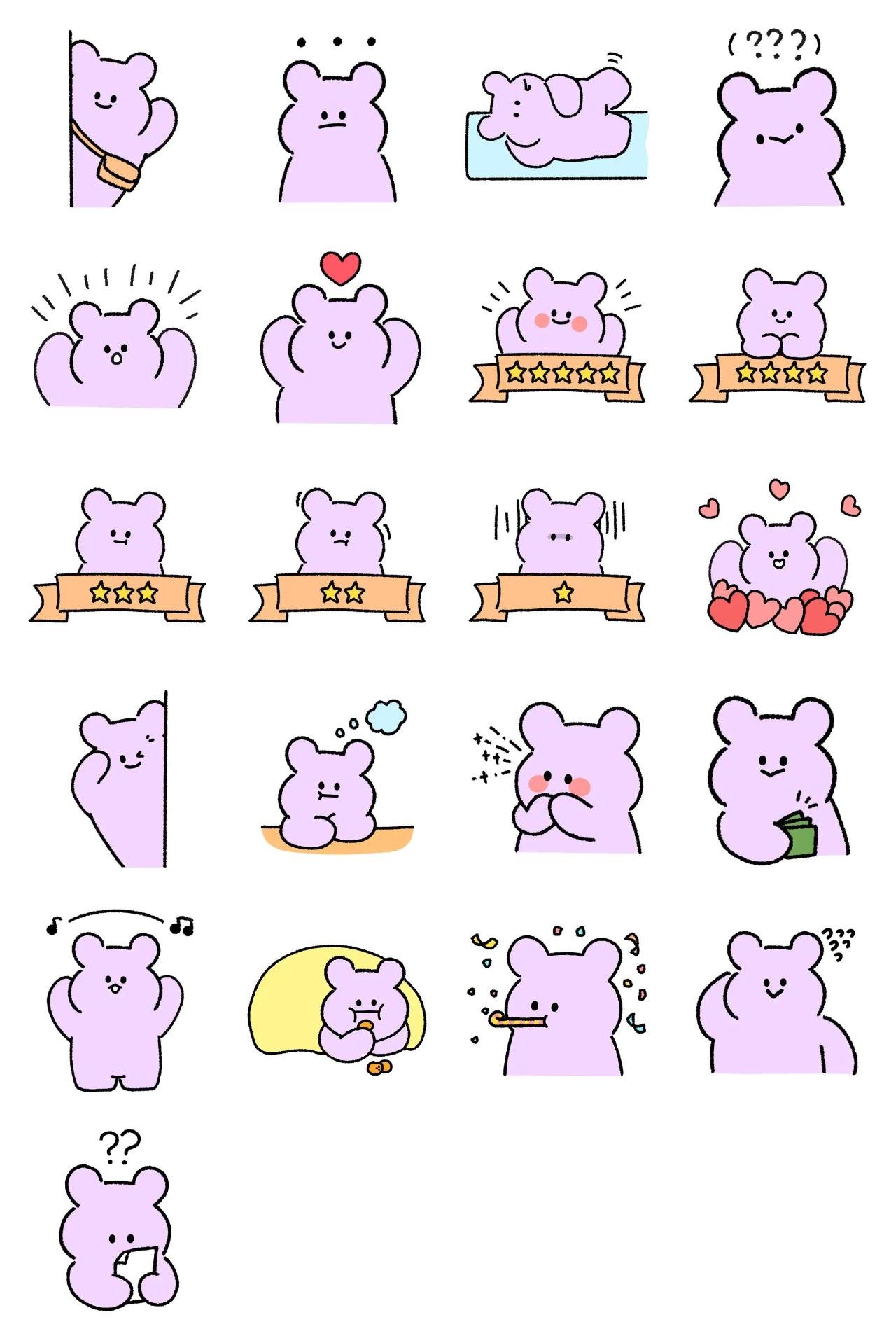 Lovely Purple Bear Animals,Animation/Cartoon,Etc sticker pack for Whatsapp, Telegram, Signal, and others chatting and message apps