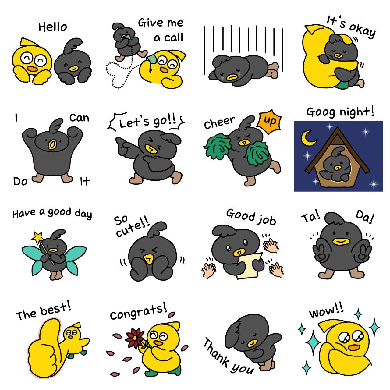 Piyo and Kkeuduck Animals,Gag sticker pack for Whatsapp, Telegram, Signal, and others chatting and message apps